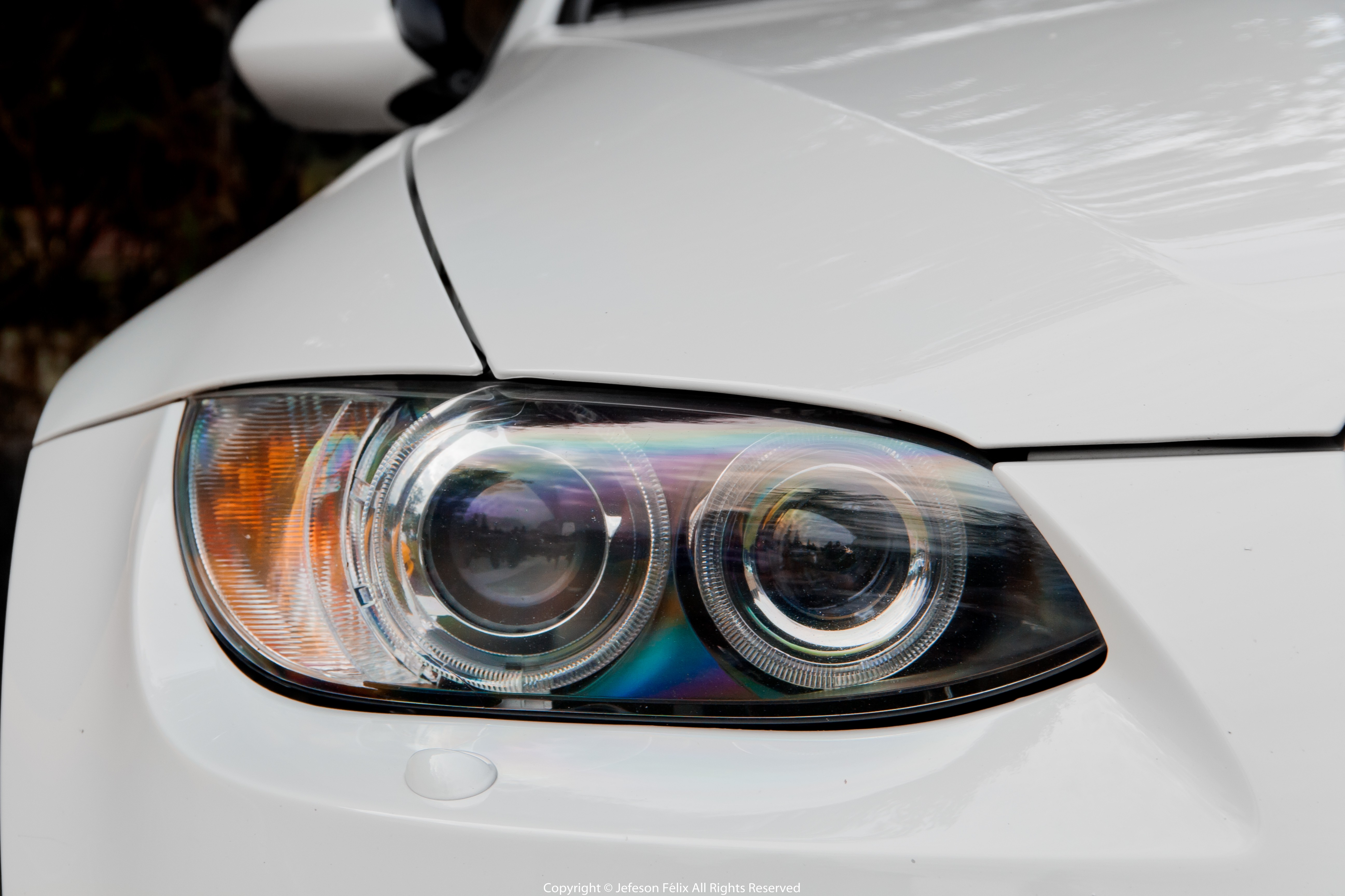 BMW White Cars BMW 3 Series BMW E92 Frontal View Headlights Closeup Car 5184x3456