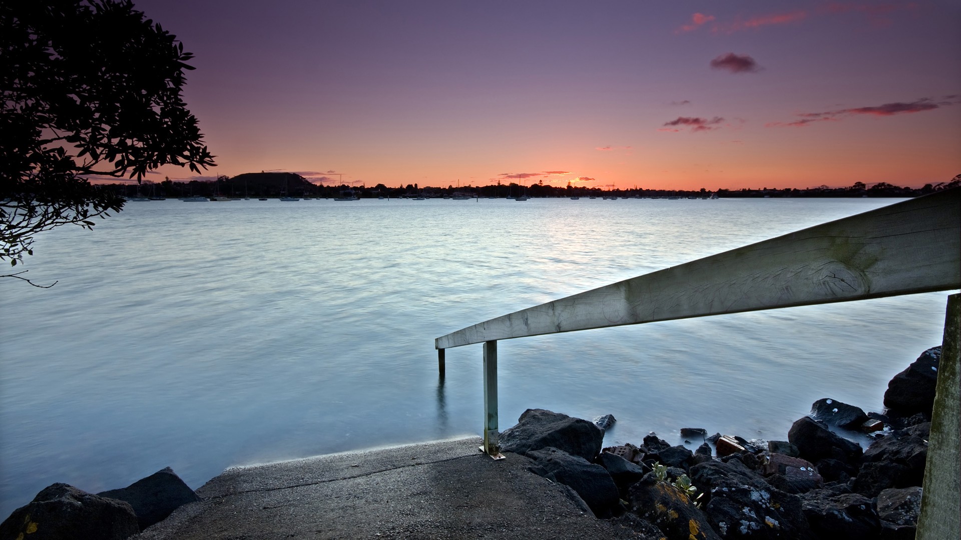 Photography Coast Landscape Stairs Rock Stairs Dusk Boat Water 1920x1080