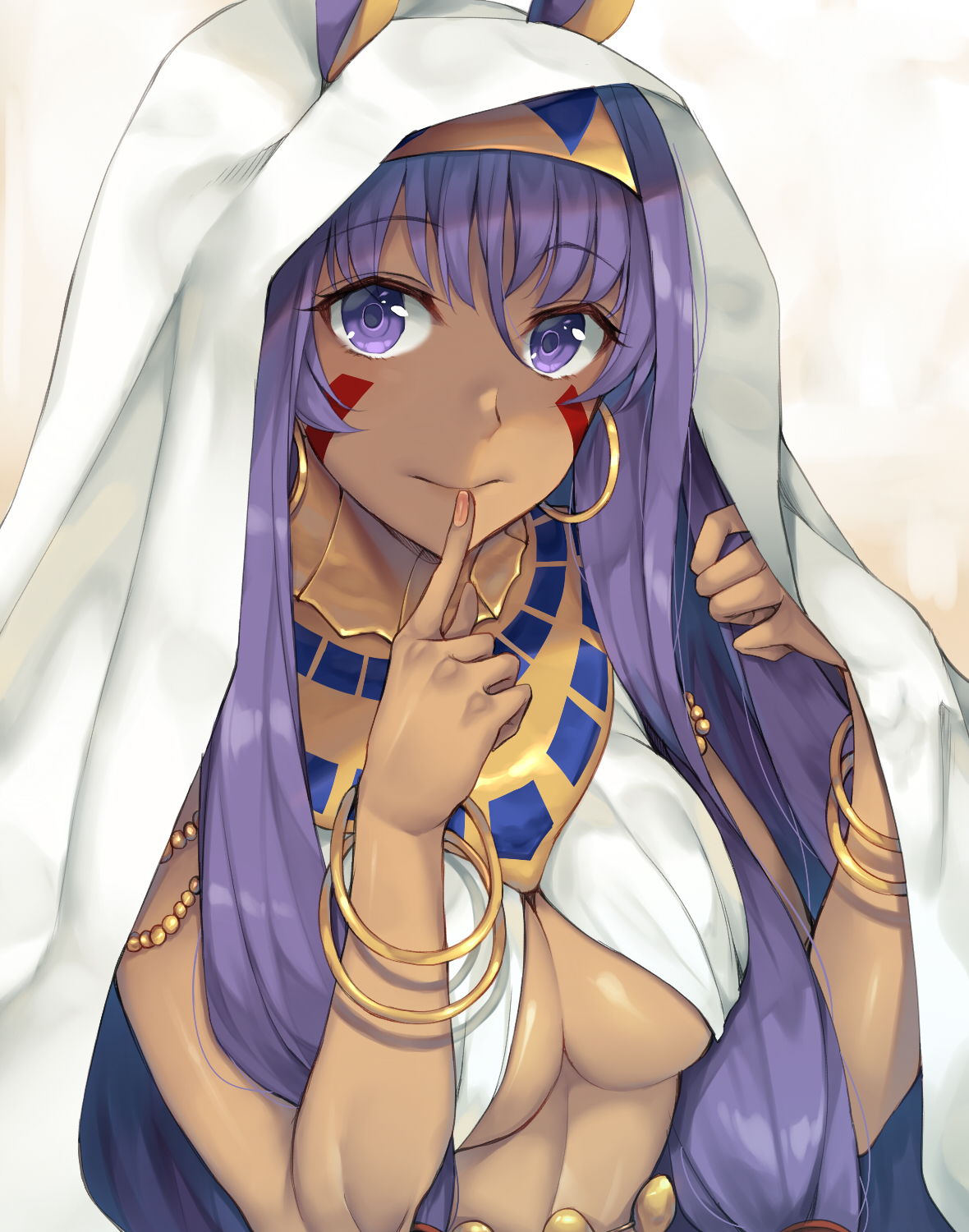 Anime Anime Girls Fate Series Nitocris Fate Grand Order Purple Eyes Purple Hair Dark Skin Bangs Anim 1180x1500