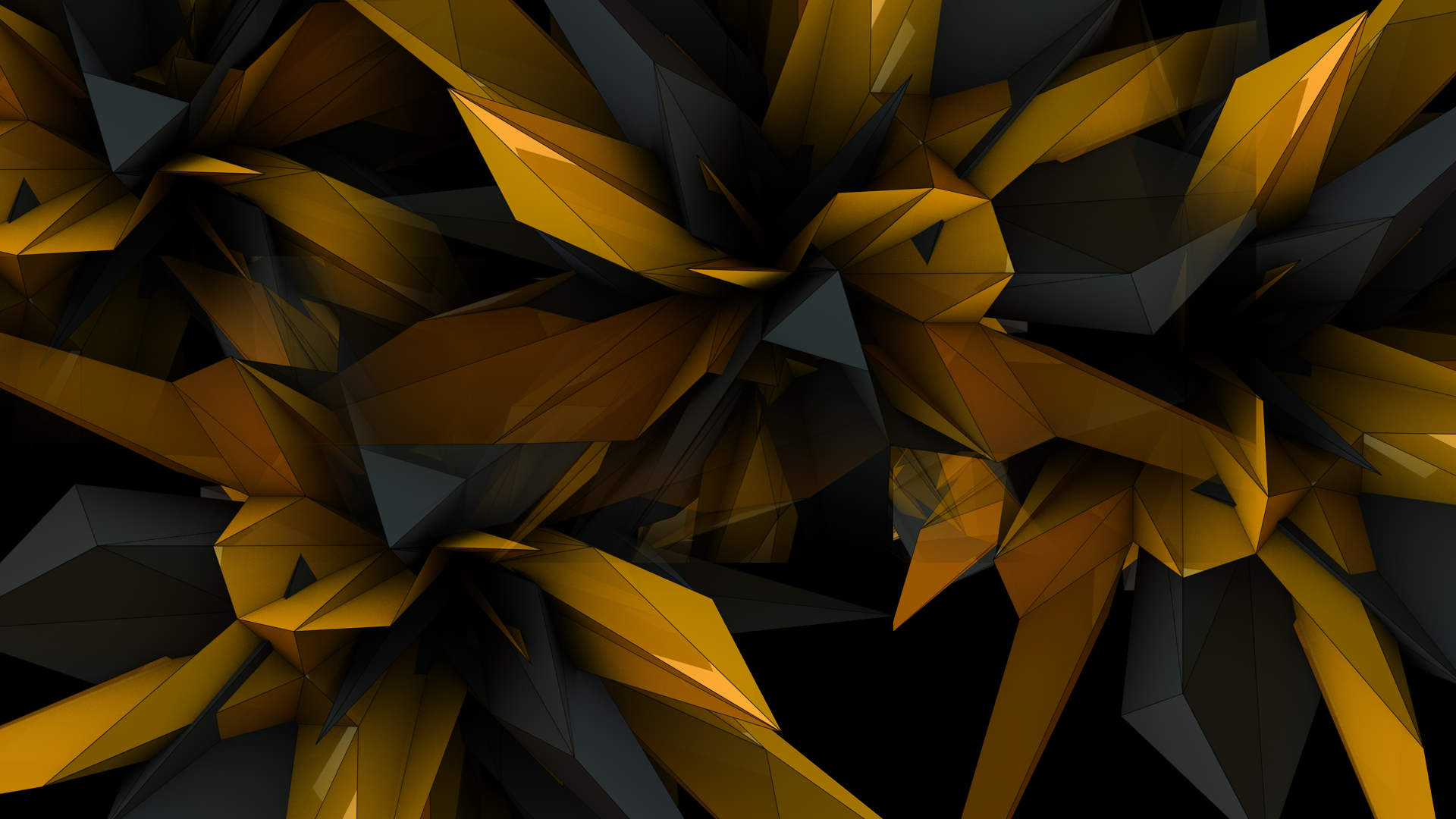 Abstract Design Black Gold Polygon 1920x1080
