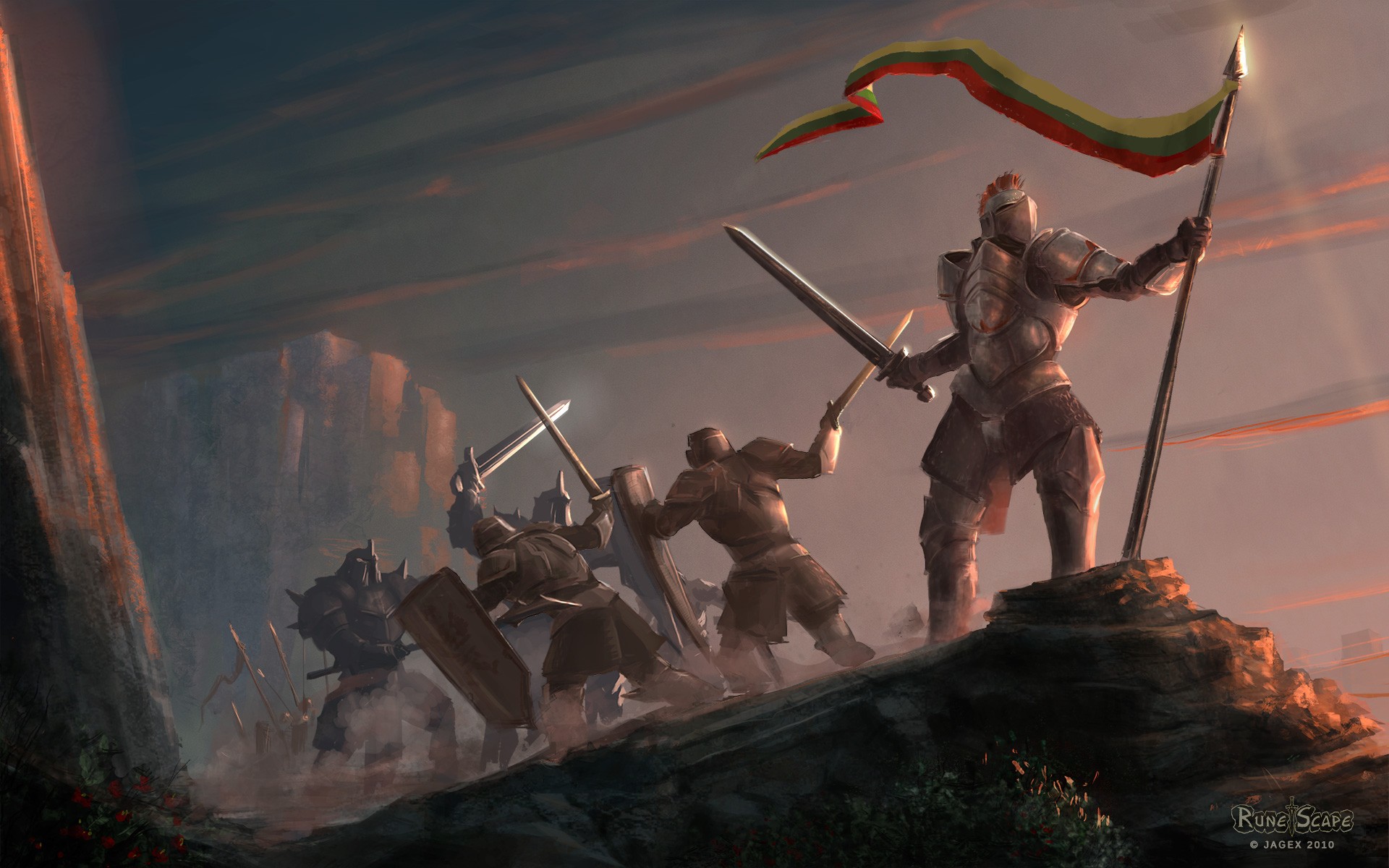 Runescape Flag Armor Knight Artwork Warrior Battle Fantasy Art Video Games Lithuania 1920x1200