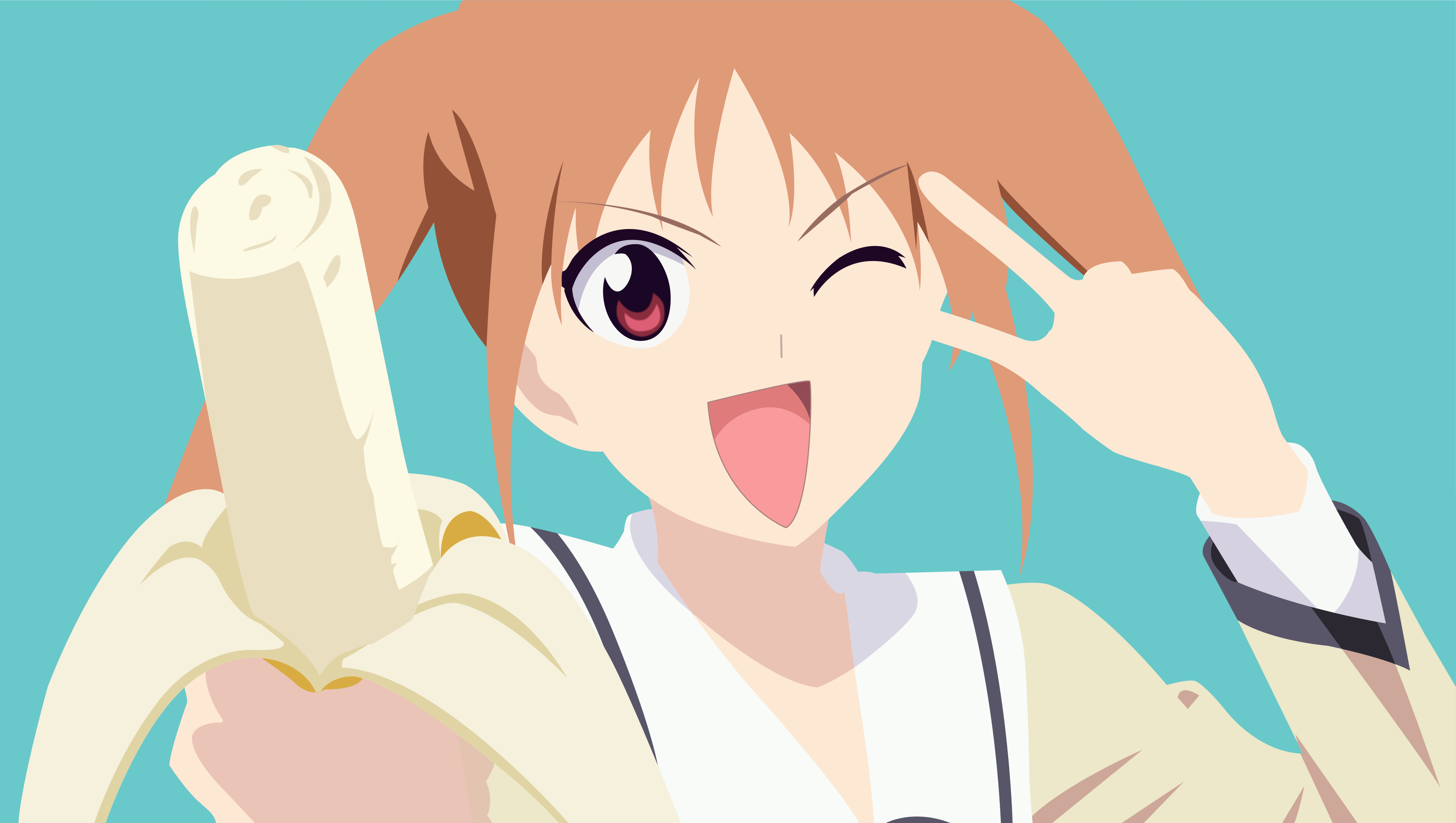 AHO GiRL Hanabatake Yoshiko Bananas ErominimalistSensei Minimalism Simple Background 3814x2156