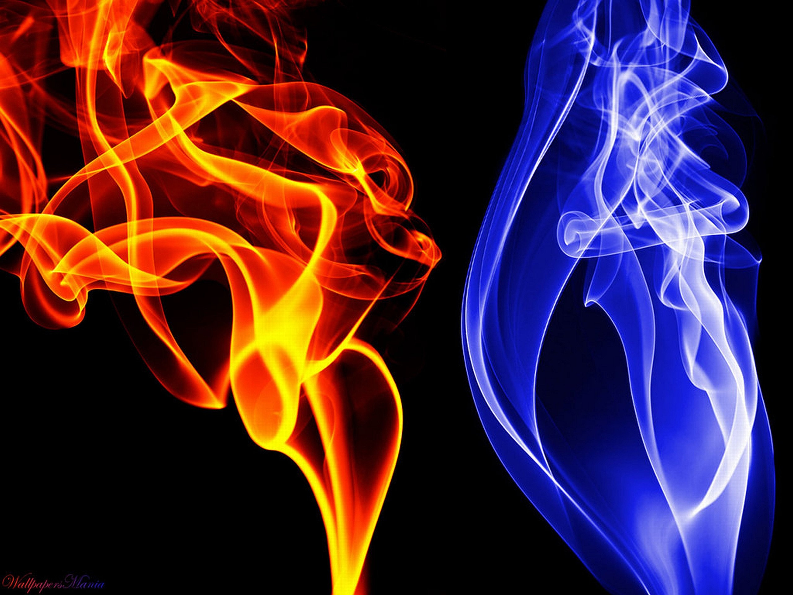 Fire Blue Flames Digital Art Ice 2560x1920