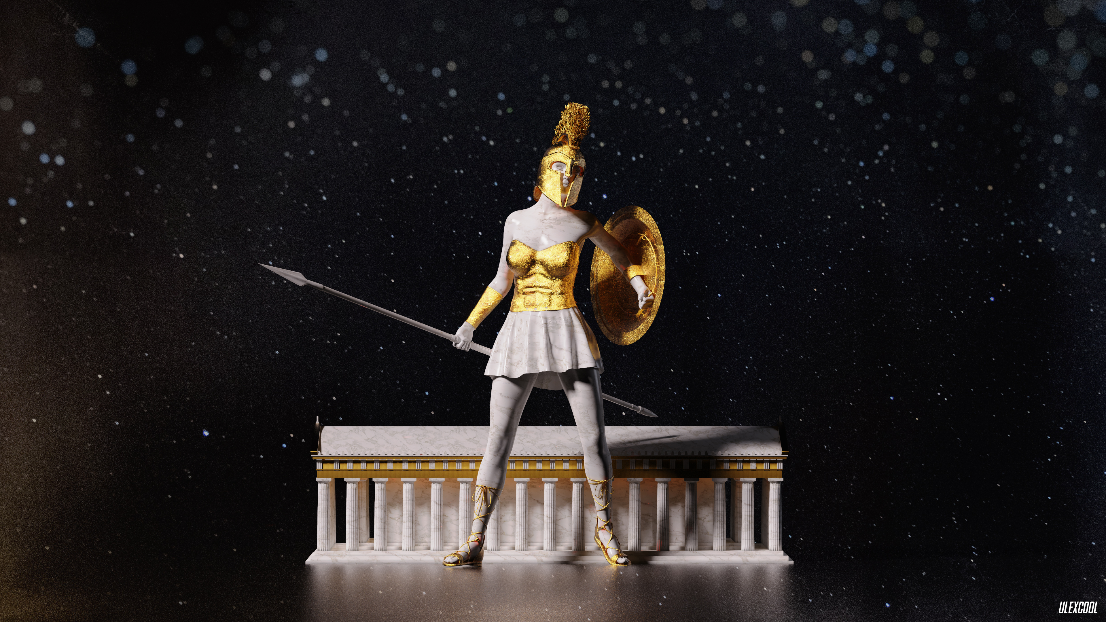 Greek Mythology Greek Mythology Ancient Greek Sculpture Sculpture Marble Gold Stars CGi Digital Art  3840x2160