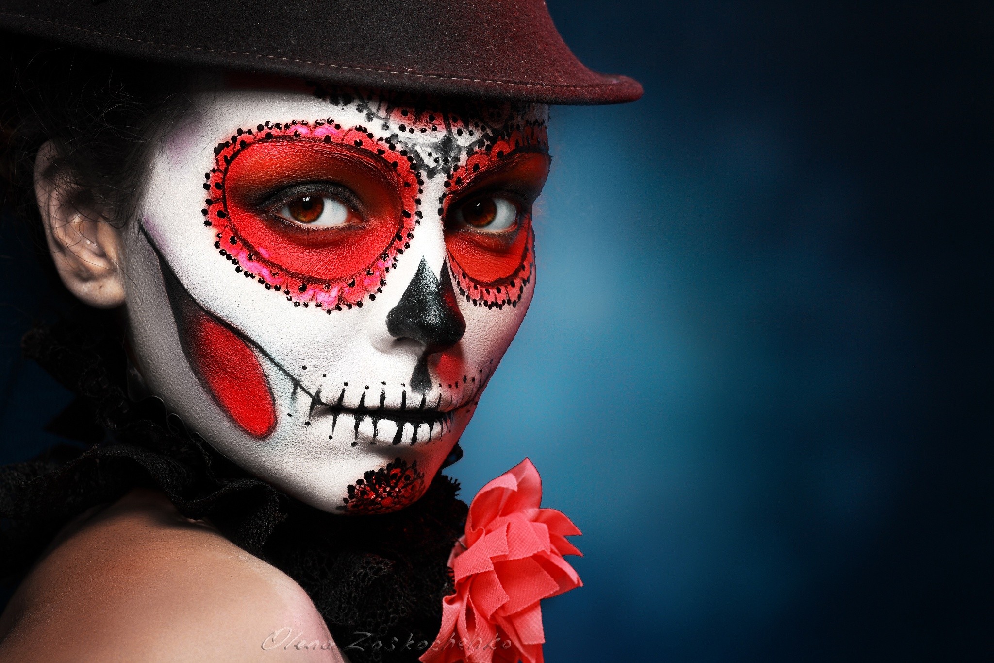 Sugar Skull Halloween Makeup Hat Dia De Los Muertos Face Paint 2048x1365