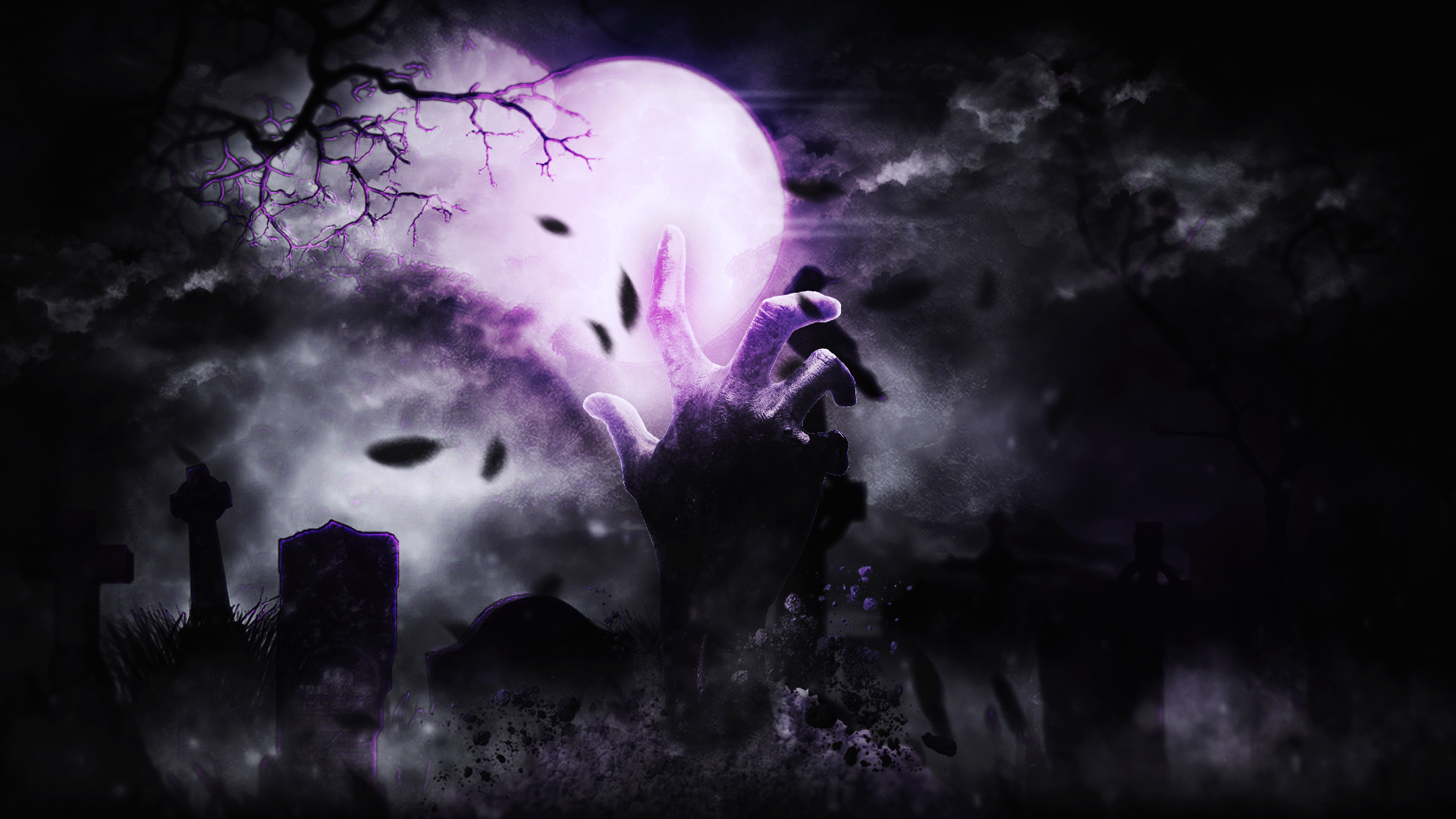 Moon Purple Dead Graveyards Forest Image 2 1920x1080