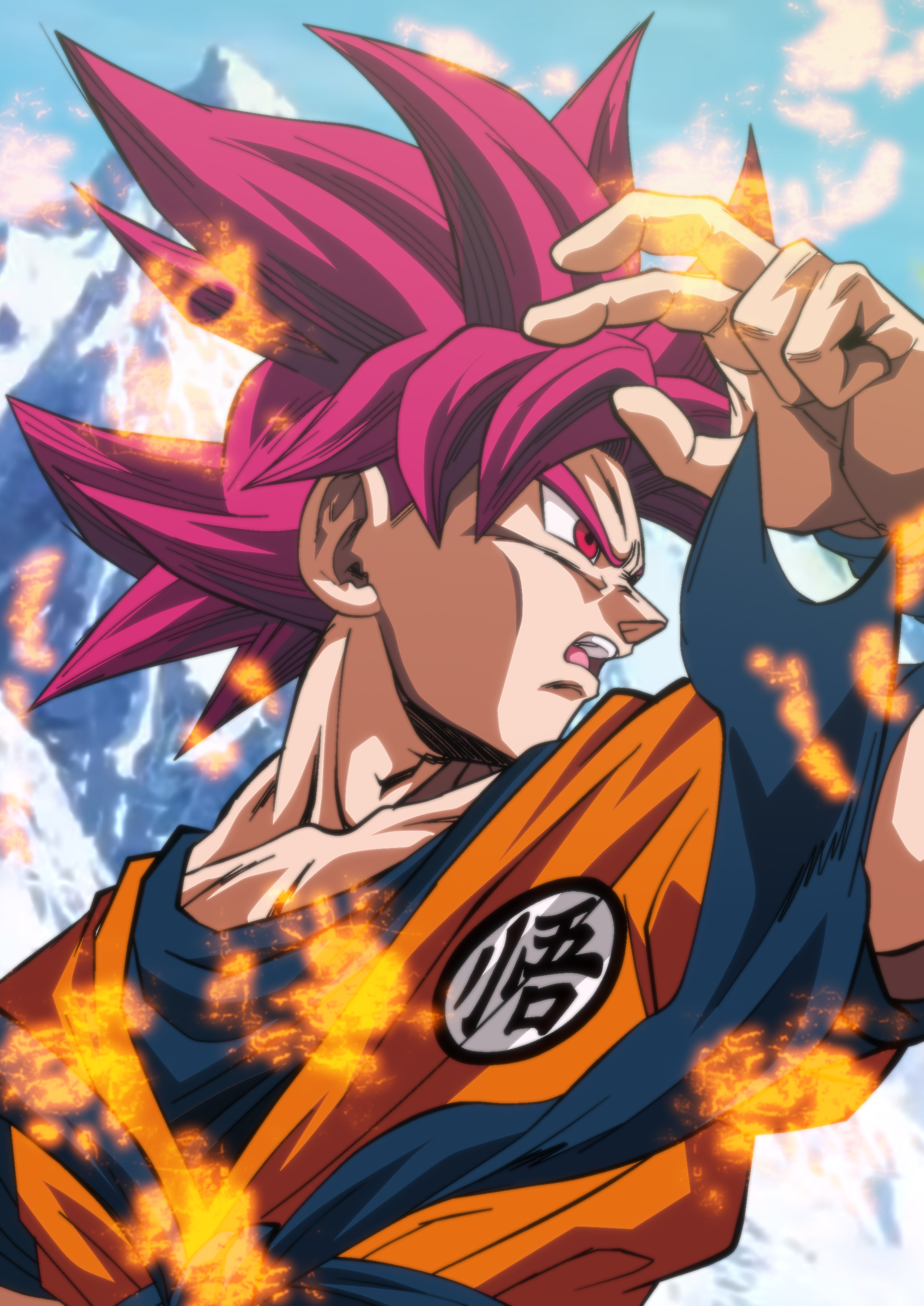 Son Goku Dragon Ball Super Anime Boys Anime Dragon Ball Red Eyes Redhead Super Saiyajin God Fan Art  2000x2828