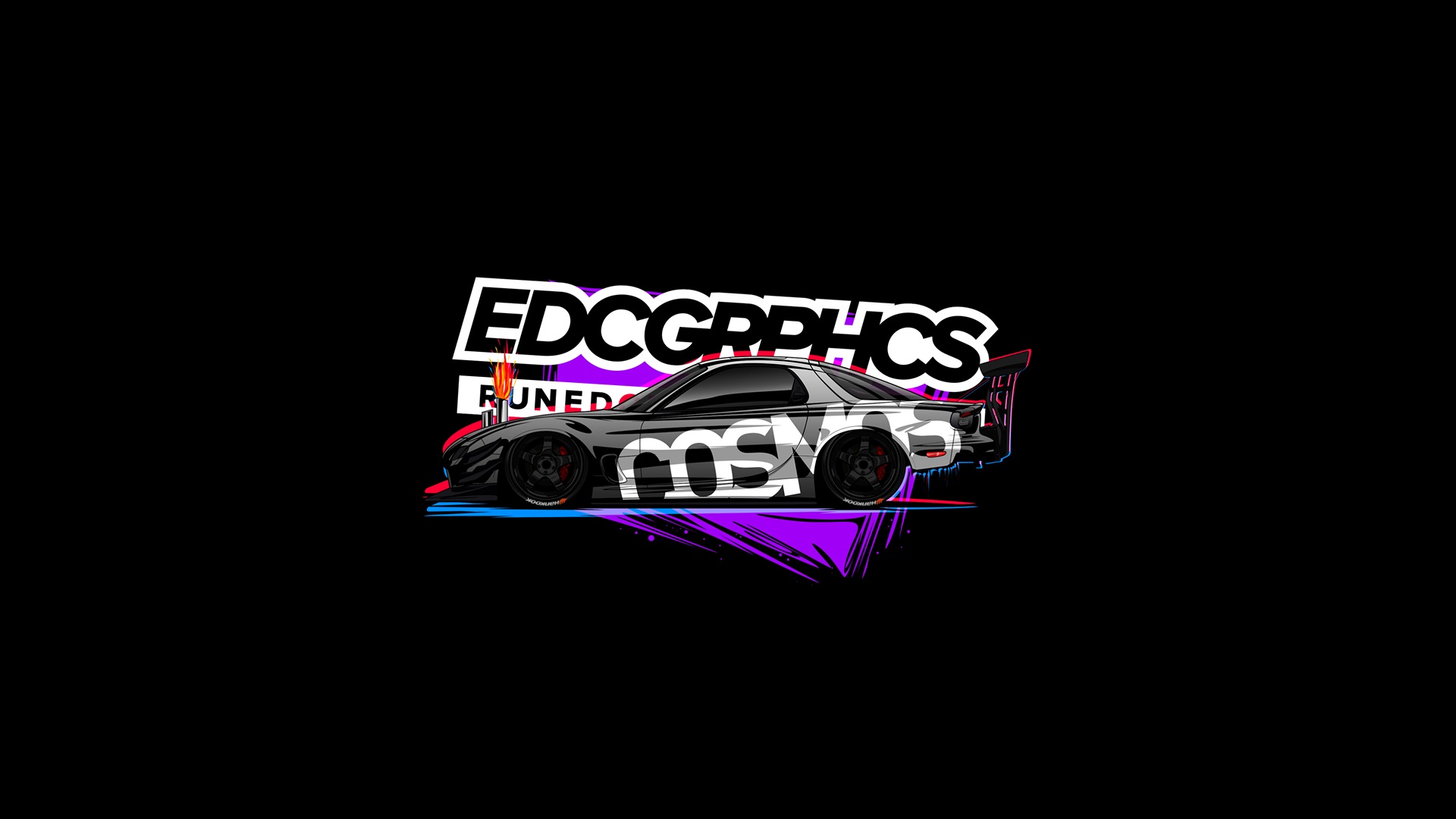 EDC Graphics Mazda RX 7 Mazda JDM Japanese Cars Render Mazda RX 7 FD Side View 1920x1080