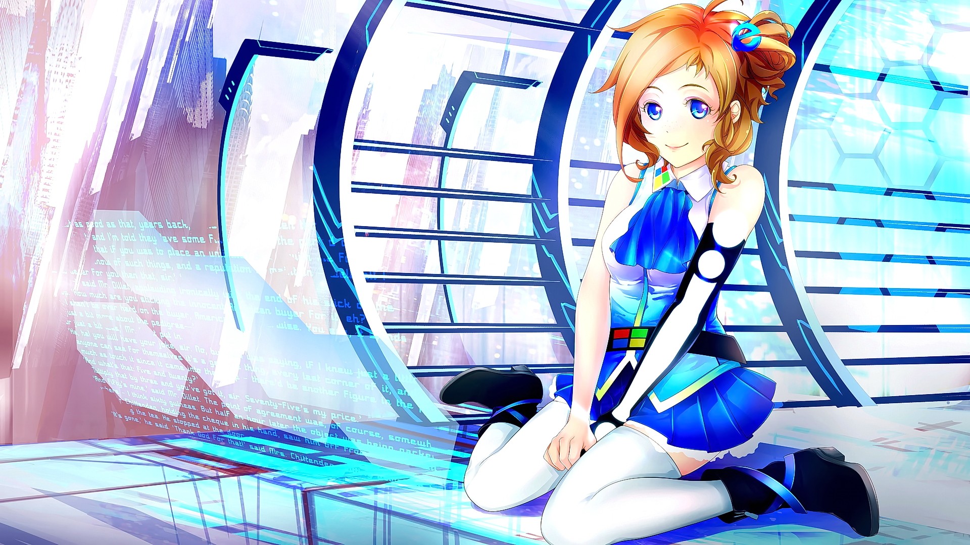 Anime Anime Girls Blonde Short Hair Blue Eyes Looking At Viewer Sitting Aizawa Inori Os Tan 1920x1080