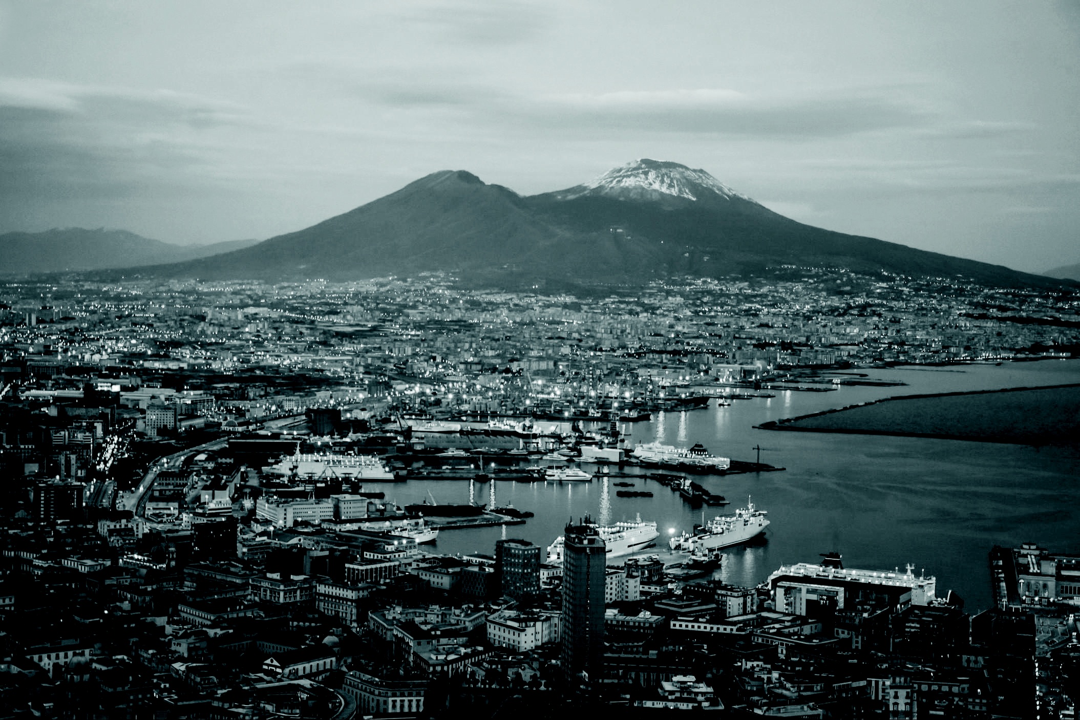 Naples Campania Monochrome Mount Vesuvius Landscape Italy Boat Sea 2109x1406