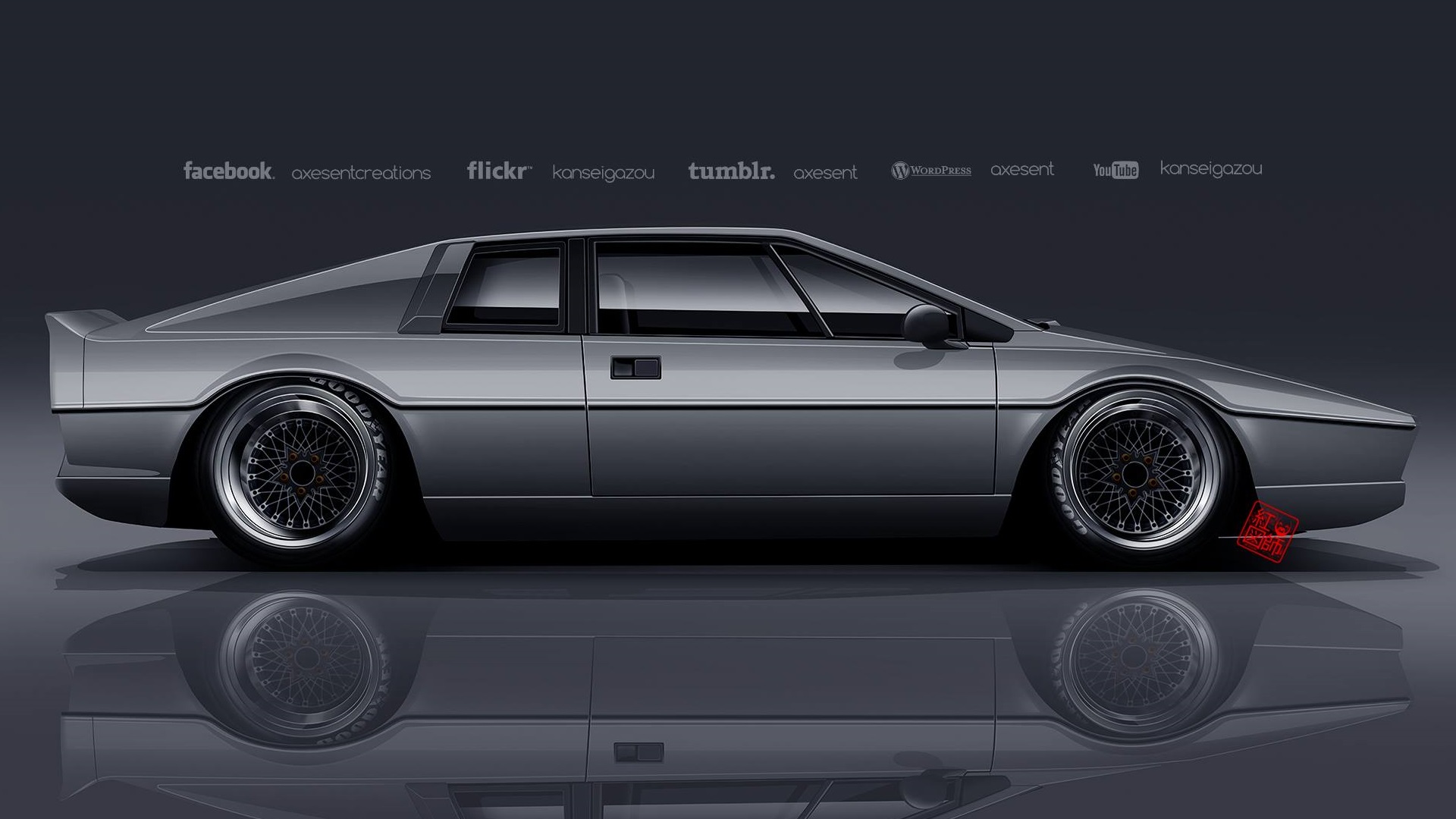 Axesent Creations Lotus Esprit Sports Car Render British Cars Lotus Side View Silver Cars 1920x1080