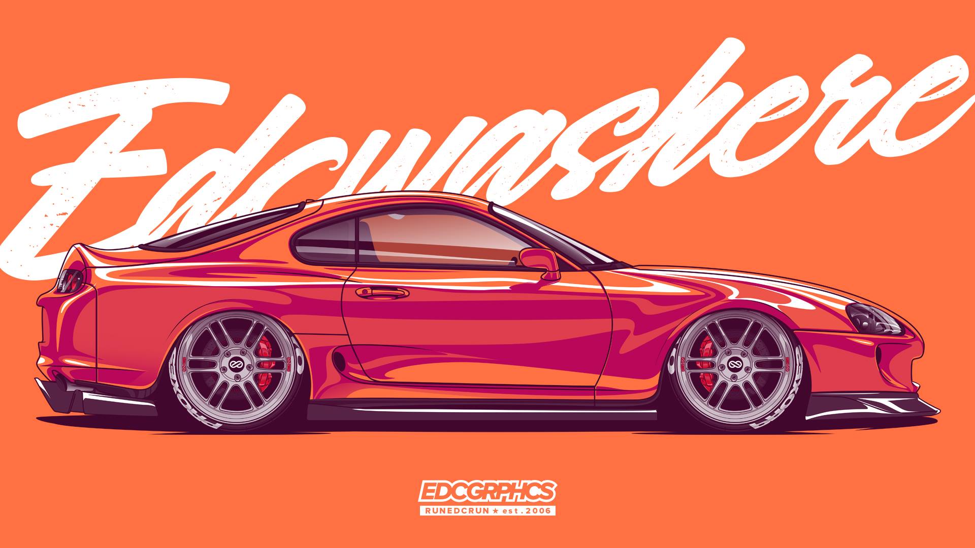 EDC Graphics Toyota Supra Toyota JDM Japanese Cars Side View Rendering 1920x1080