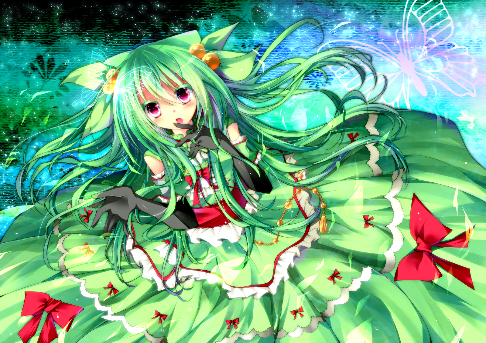 Pokemon Girl Green Hair Long Hair Sceptile Pokemon 1600x1132