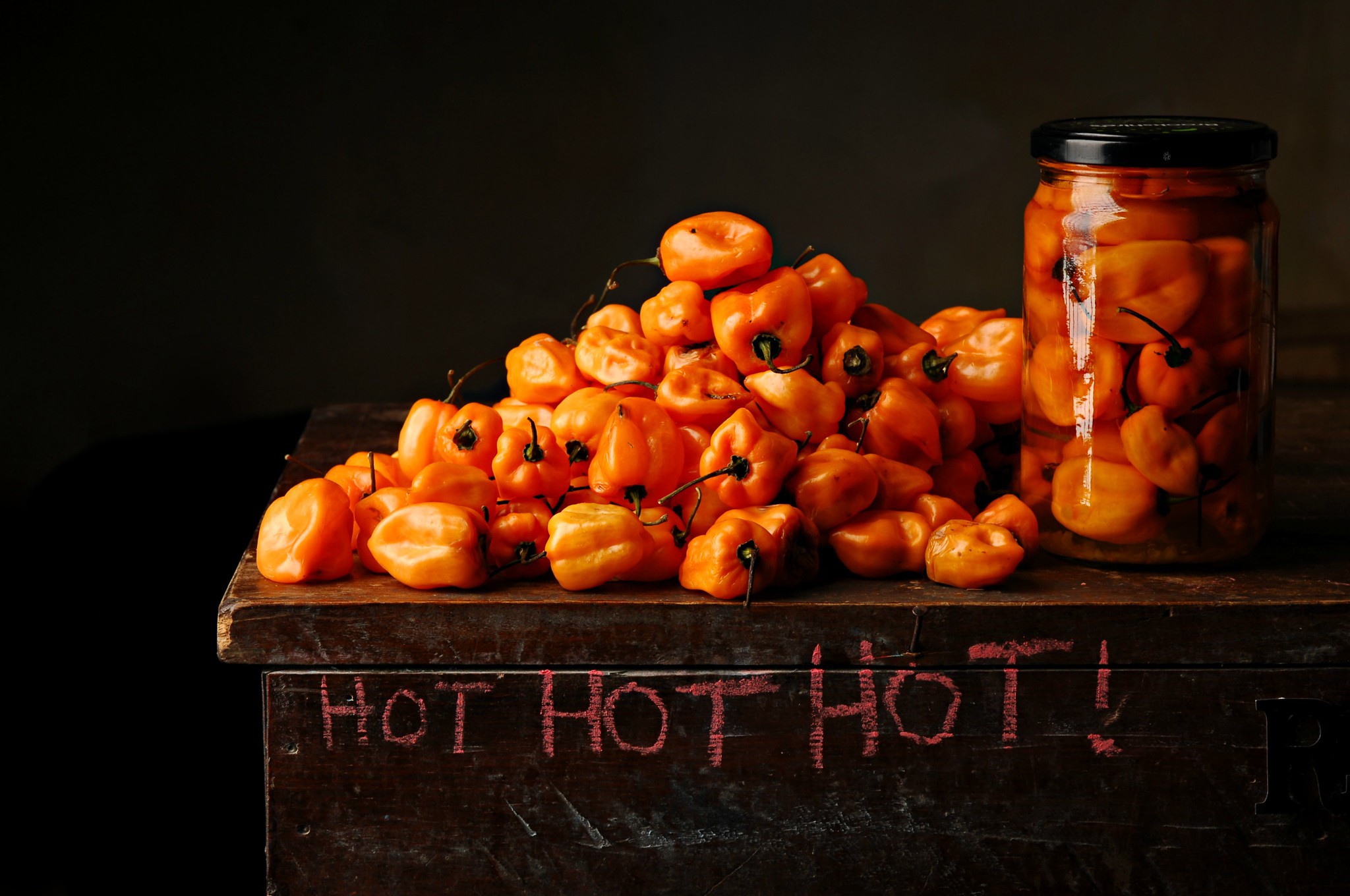 Vegetables Food Simple Background Pepper Chilli Peppers Orange Jar 2048x1360