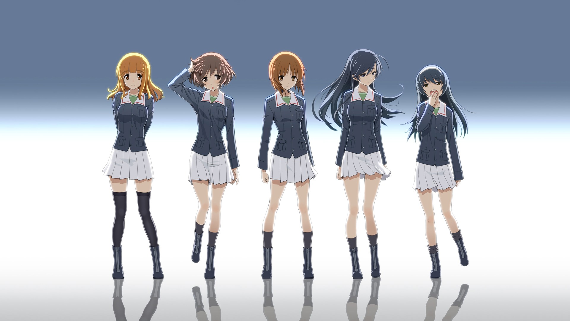 Anime Anime Girls Girls Und Panzer Ooarai Girls High School School Uniform Akiyama Yukari Nishizumi  1920x1080