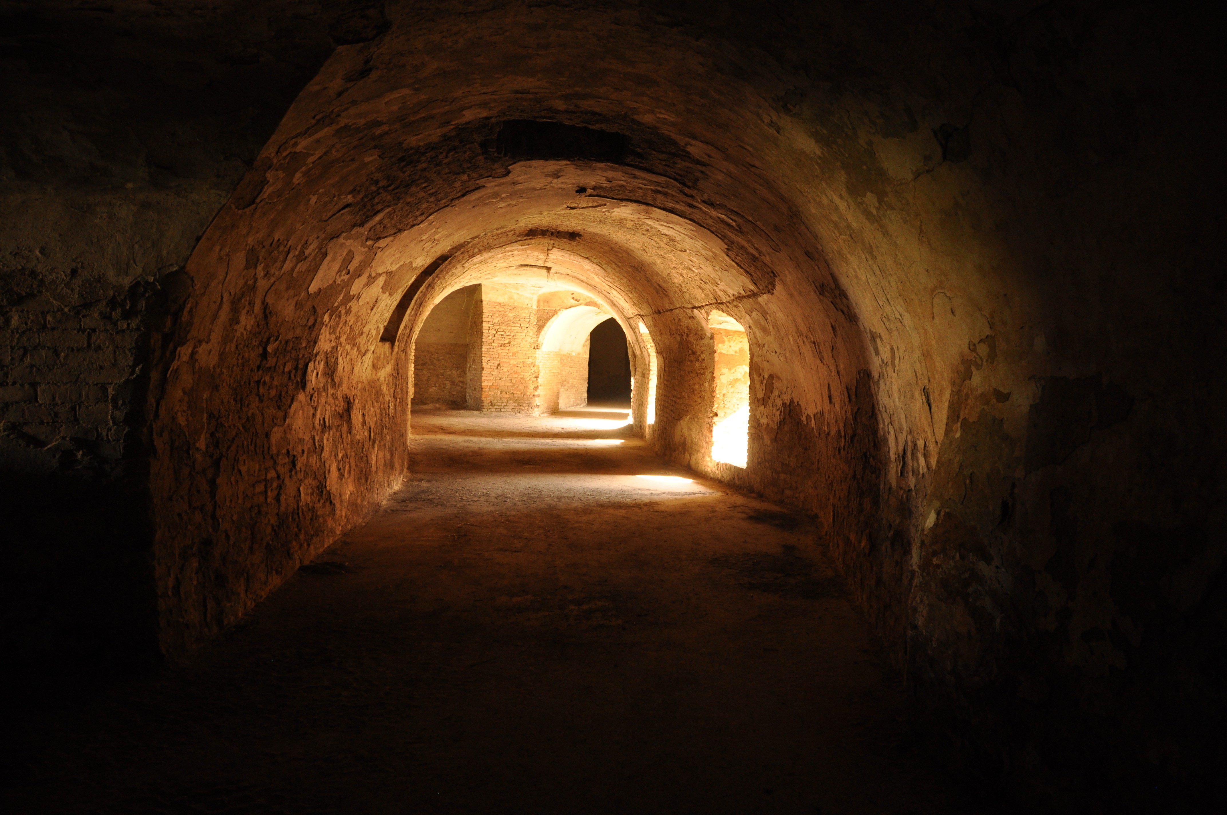 Architecture Abandoned Arch Interior Wall Monastery Slovakia Sunlight Bricks Shadow Hallway Tunnel 4288x2848