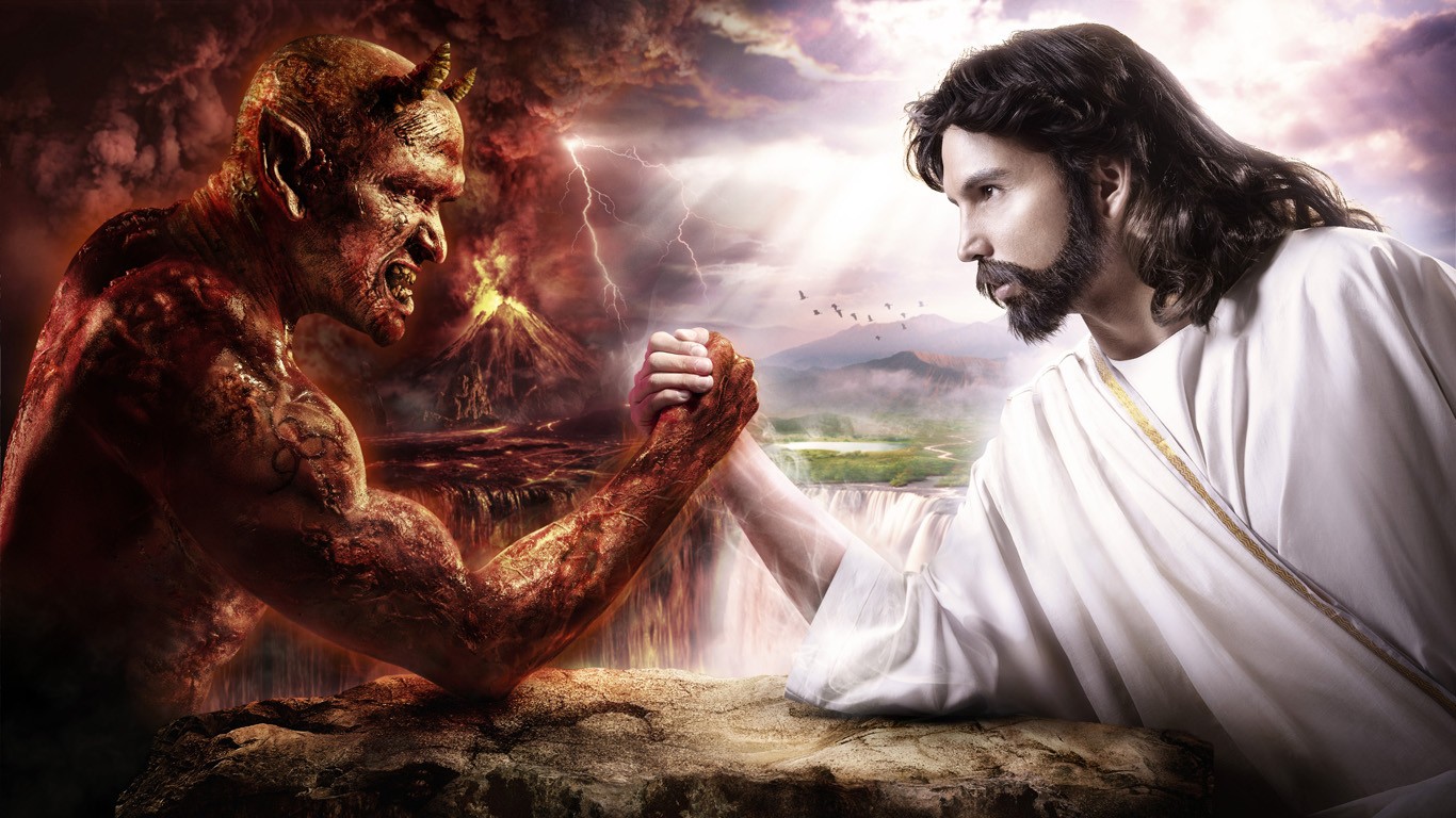 Anime Hell Devil Digital Art Religion Artwork Jesus Christ Fantasy Art Heaven And Hell 1366x768