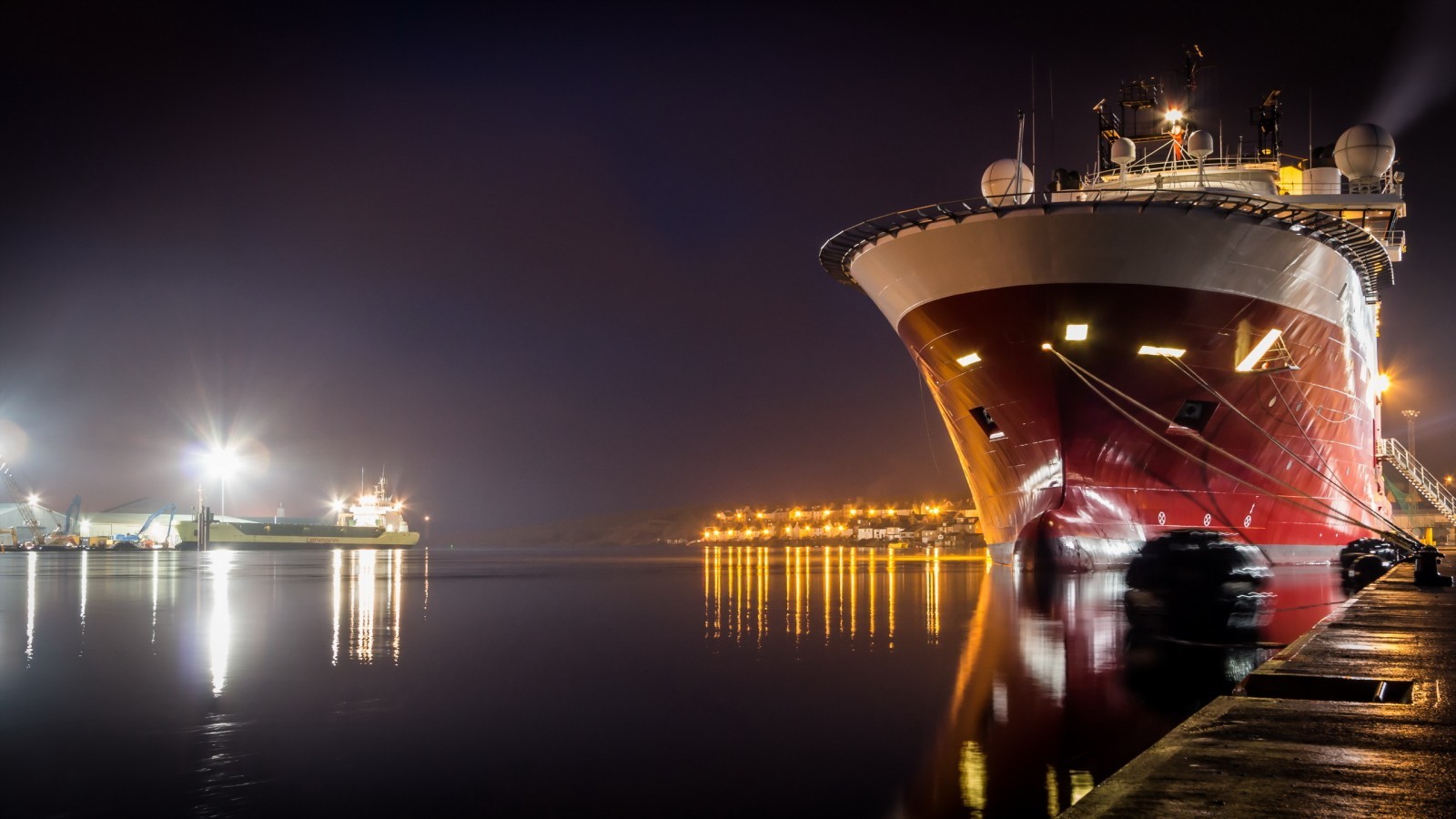 Cruise Ship Night Ports Ship City Lights 1600x900