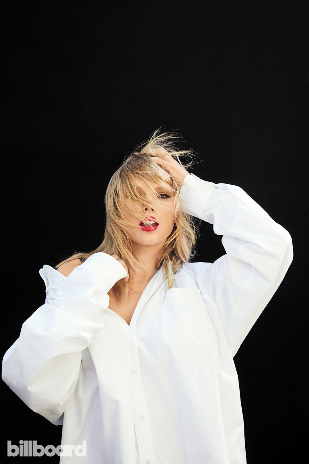 Taylor Swift Women Singer Blonde Blue Eyes Red Lipstick Simple Background Black Background White Clo 1000x1500