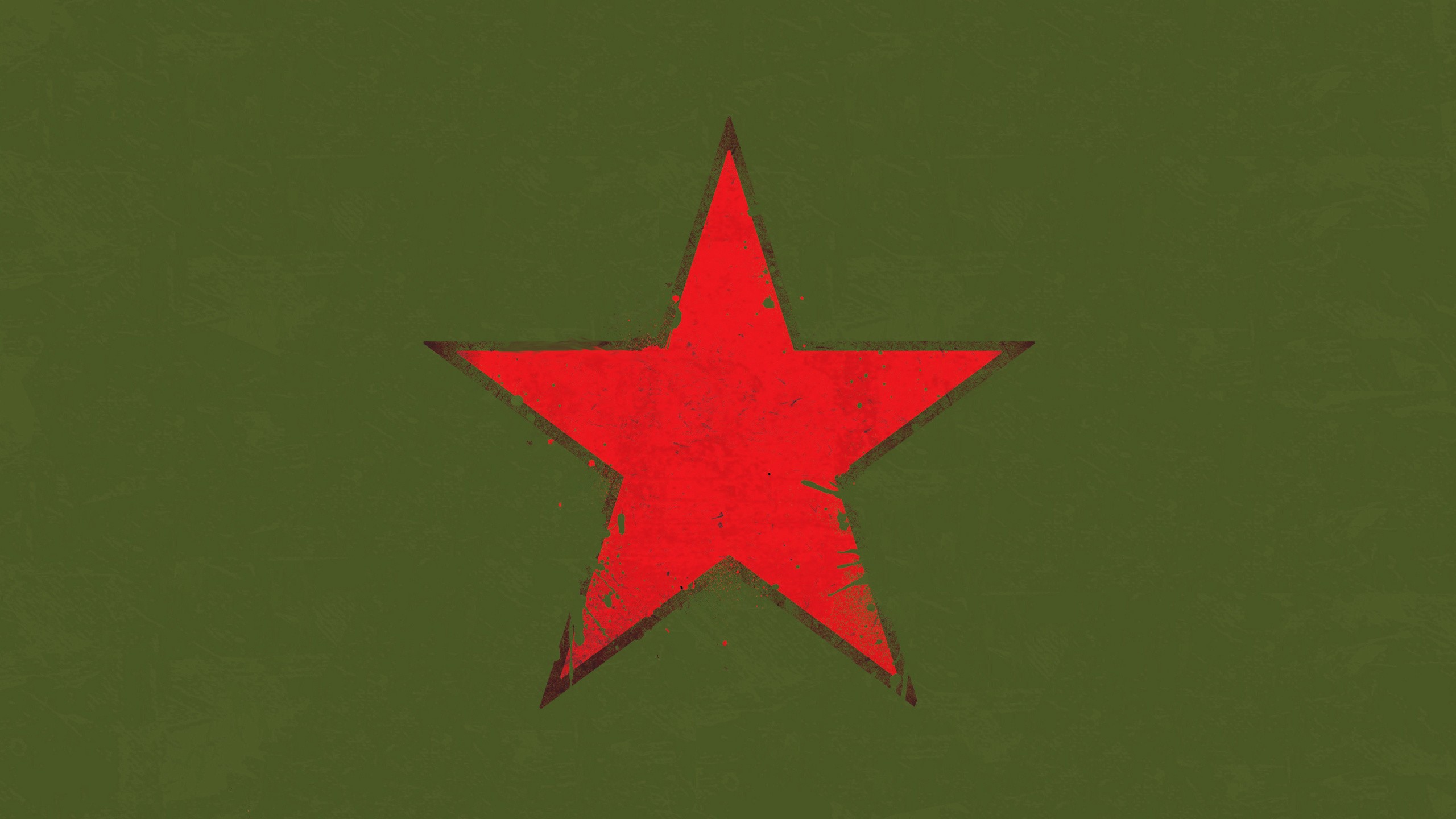 Digital Art CGi Minimalism Stars Red Star USSR Army Splashes Green Background Military 2560x1440