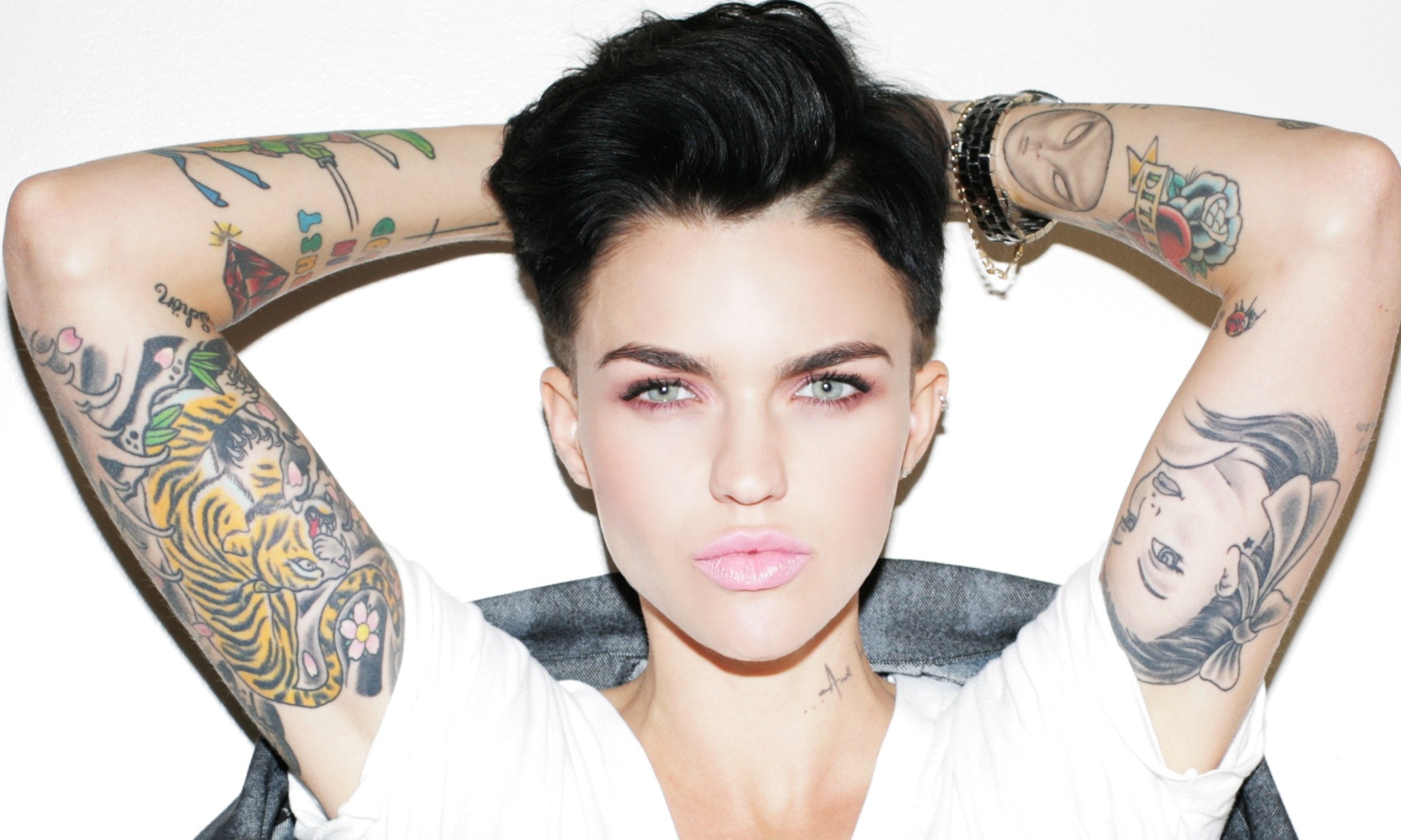 Ruby Rose Actress Tattoo Arms Up Short Hair Ruby Rose 2060x1236