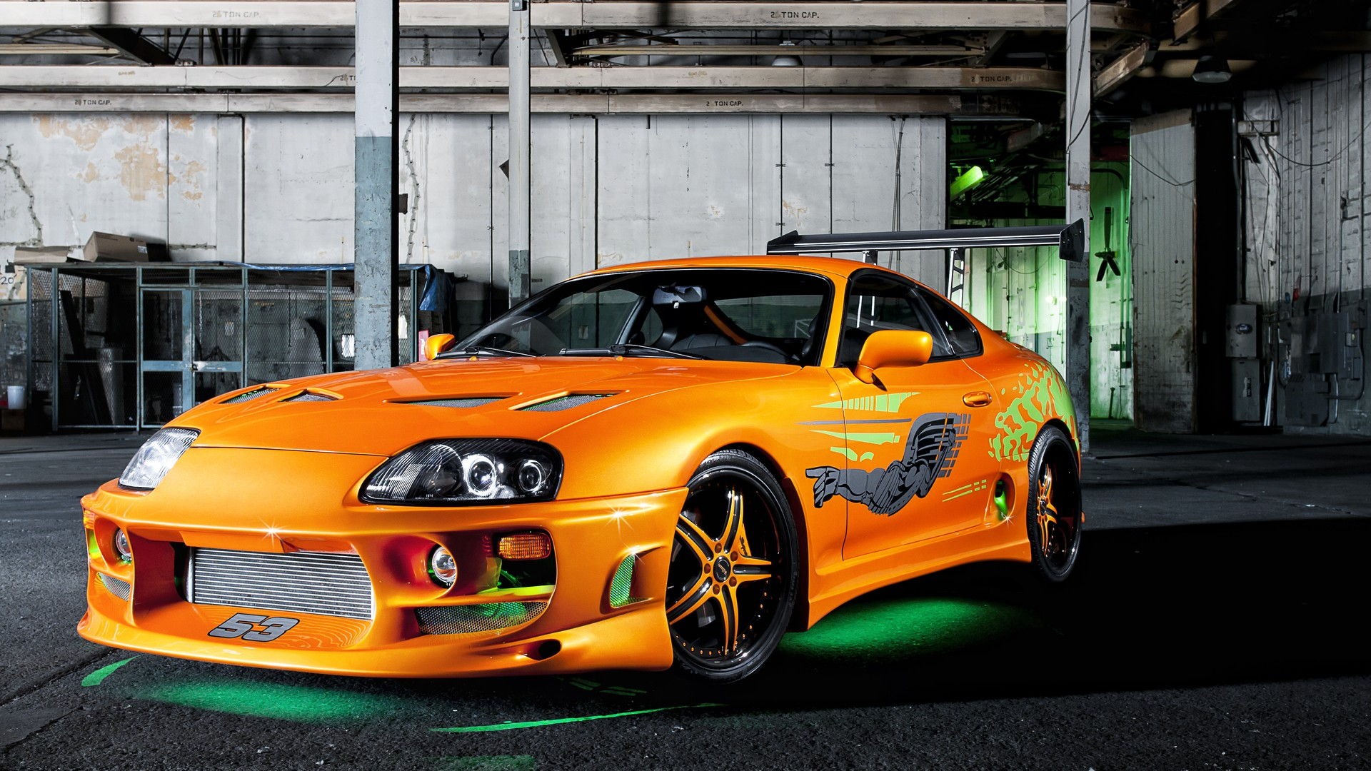 Fast And Furious Toyota Supra Supra Colored Wheels Orange Neon Lights Sports Car 1920x1080