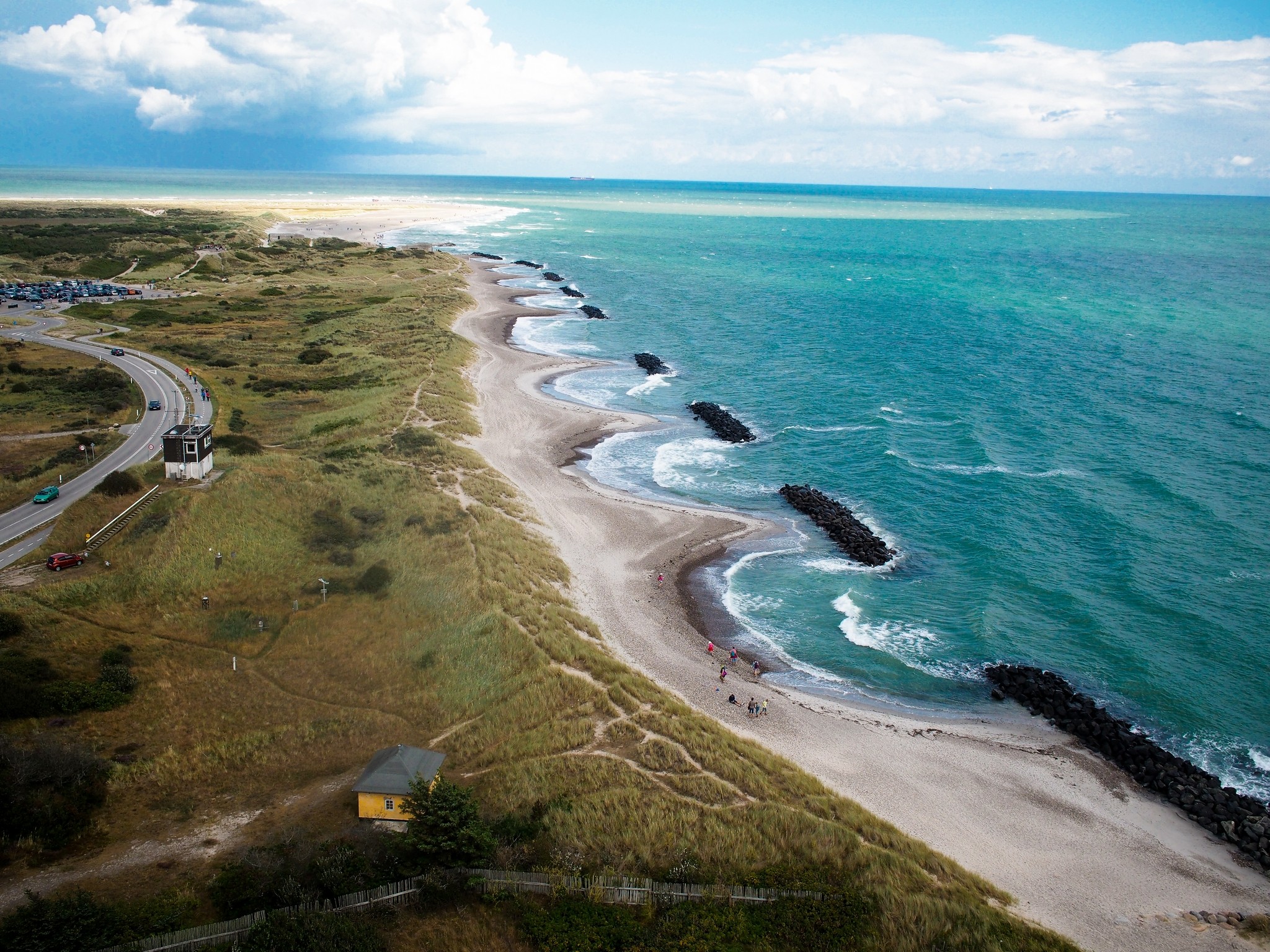 Nature Photography Landscape Beach Sea Road House Grass Aerial View Sand Denmark 2048x1536