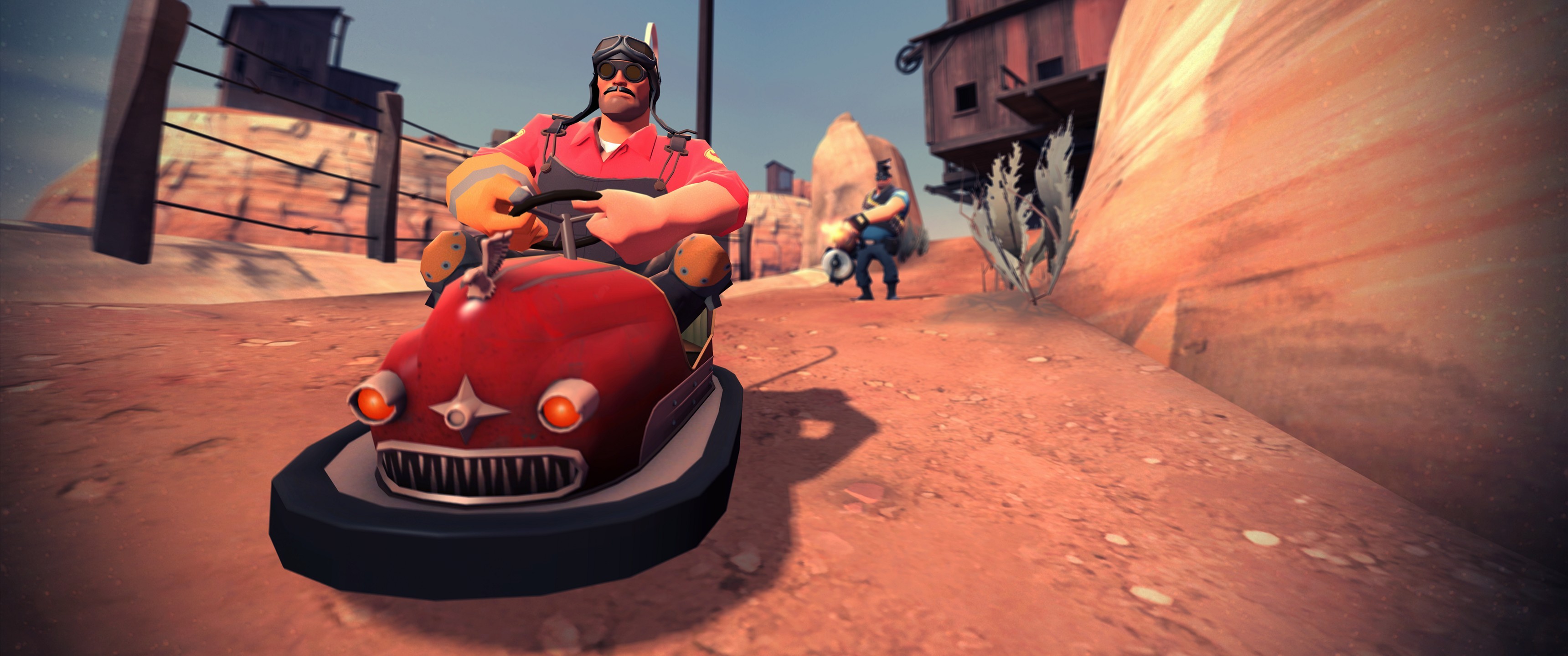 Team Fortress 2 Video Games Engineer Character Heavy Charater Scooters 3440x1440