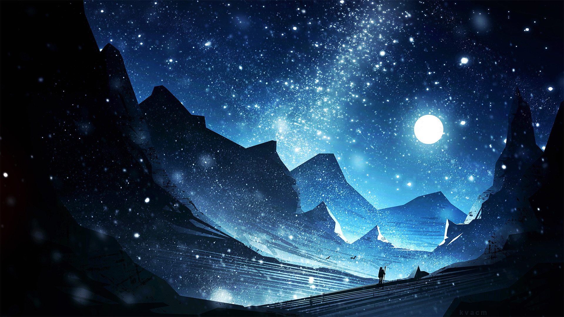 Digital Art Constellations Mountains Looking Into The Distance 1920x1080