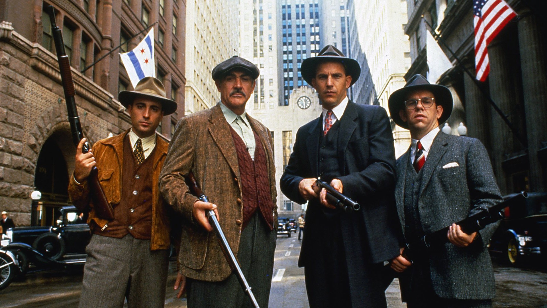 Men Actor Movies Film Stills Suits Tie Sean Connery Gun Rifles Street Chicago Vintage Looking At Vie 1920x1080