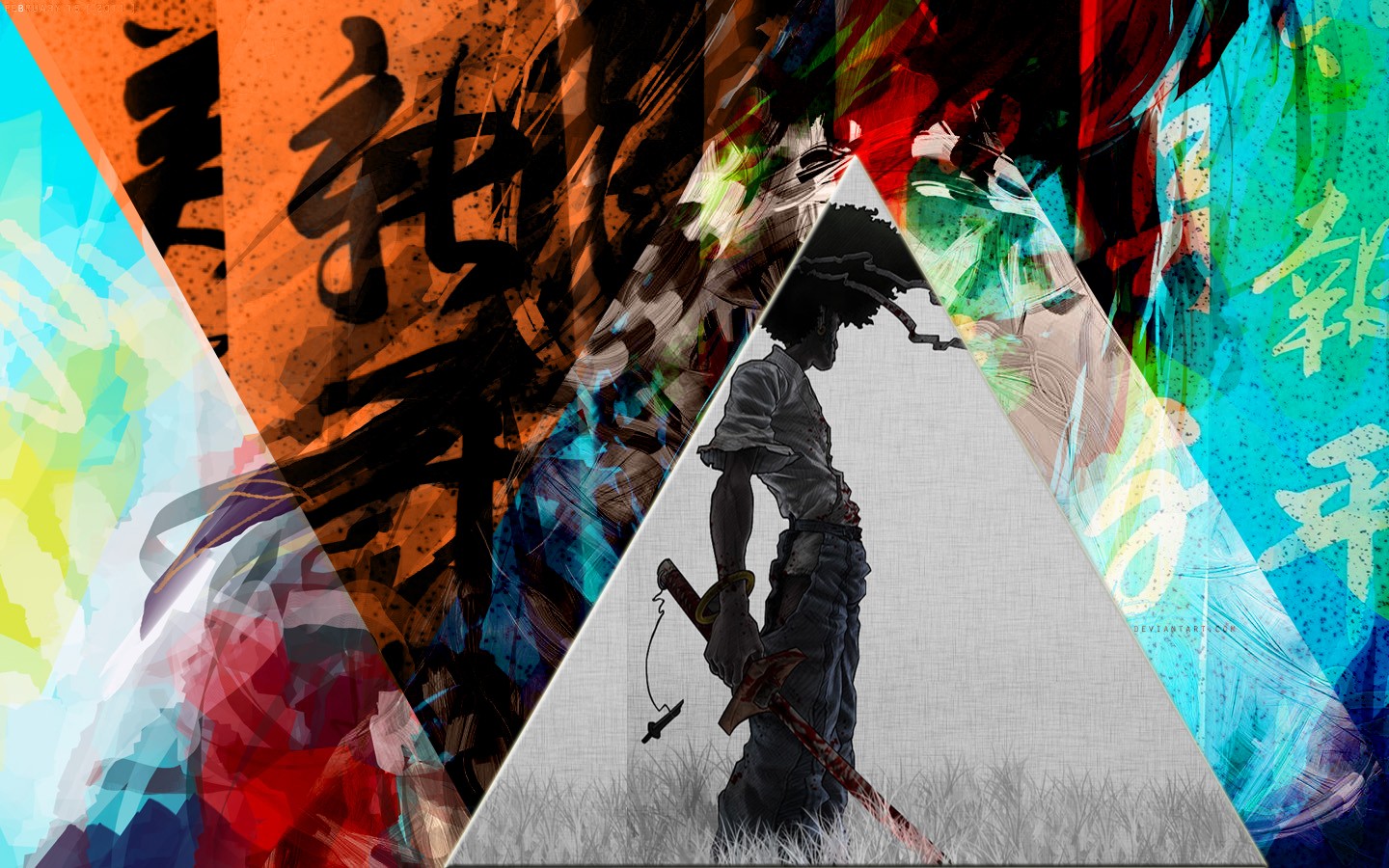 Afro Samurai Colorful Chinese Triangle Mixed Martial Arts Samurai Anime Katana 1440x900