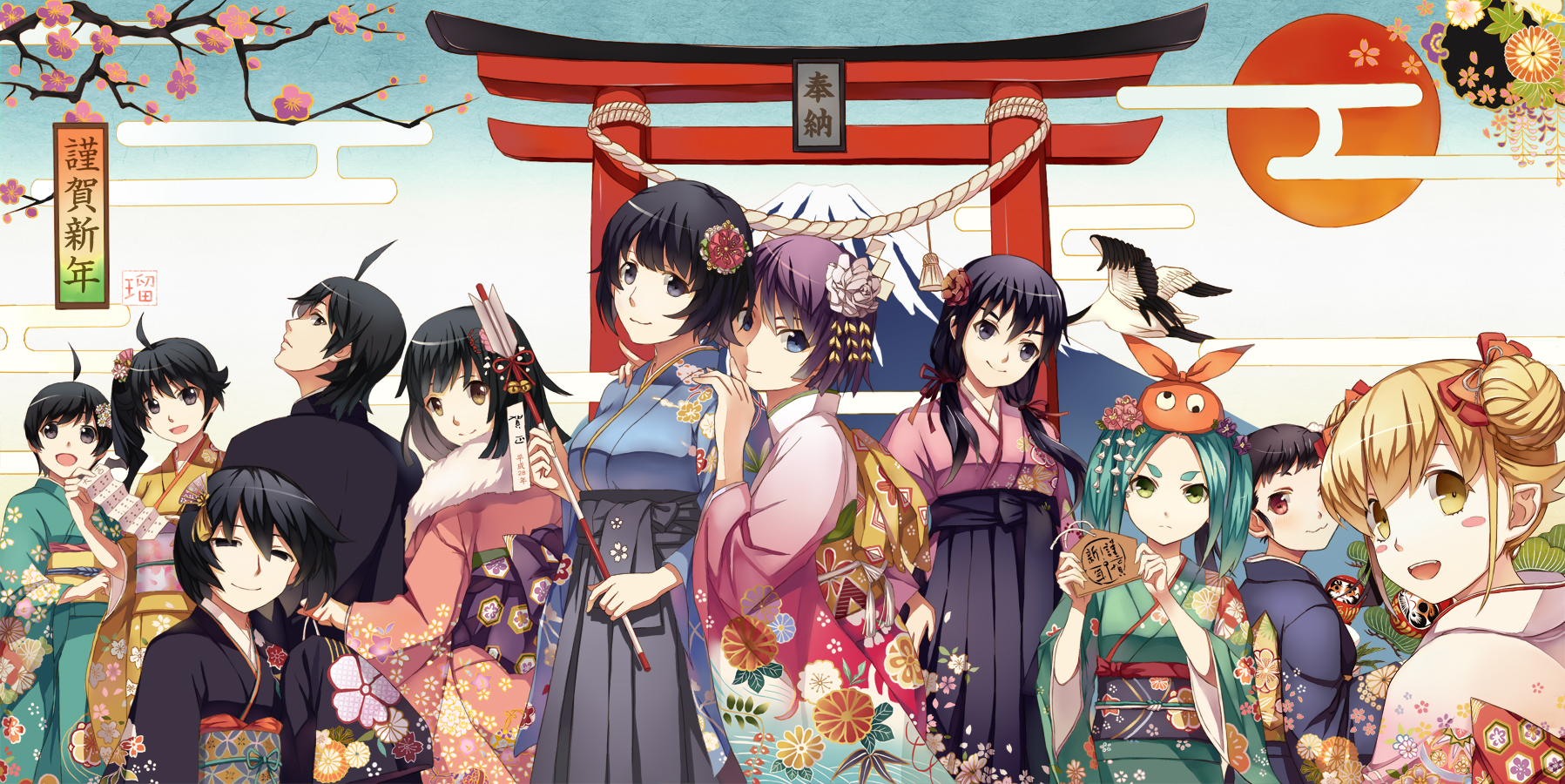 Monogatari Series Anime Girls Araragi Karen Araragi Tsukihi Kanbaru Suruga Araragi Koyomi Senjougaha 1797x900