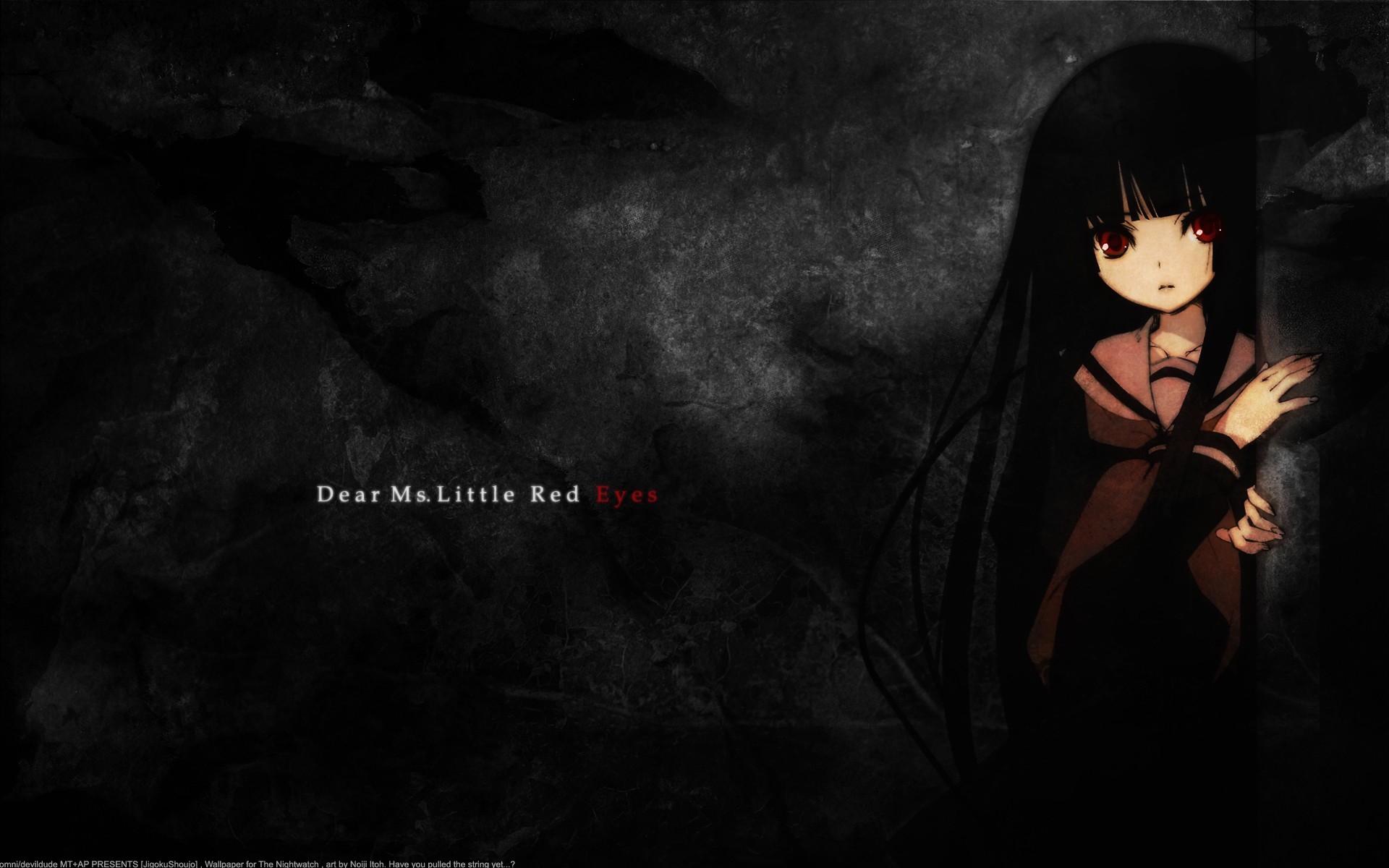 Anime Jigoku Shoujo Anime Girls Red Eyes Dark Hair 1920x1200