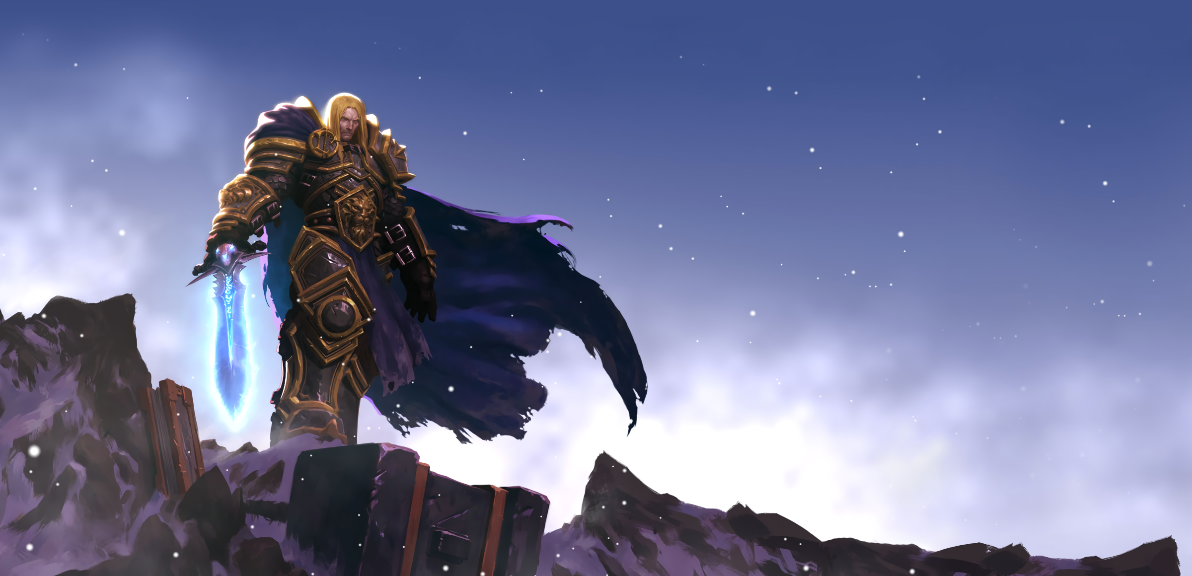 Artwork Arthas Menethil Warcraft Warcraft Iii Men Blonde Video Games Frostmourne 2400x1160