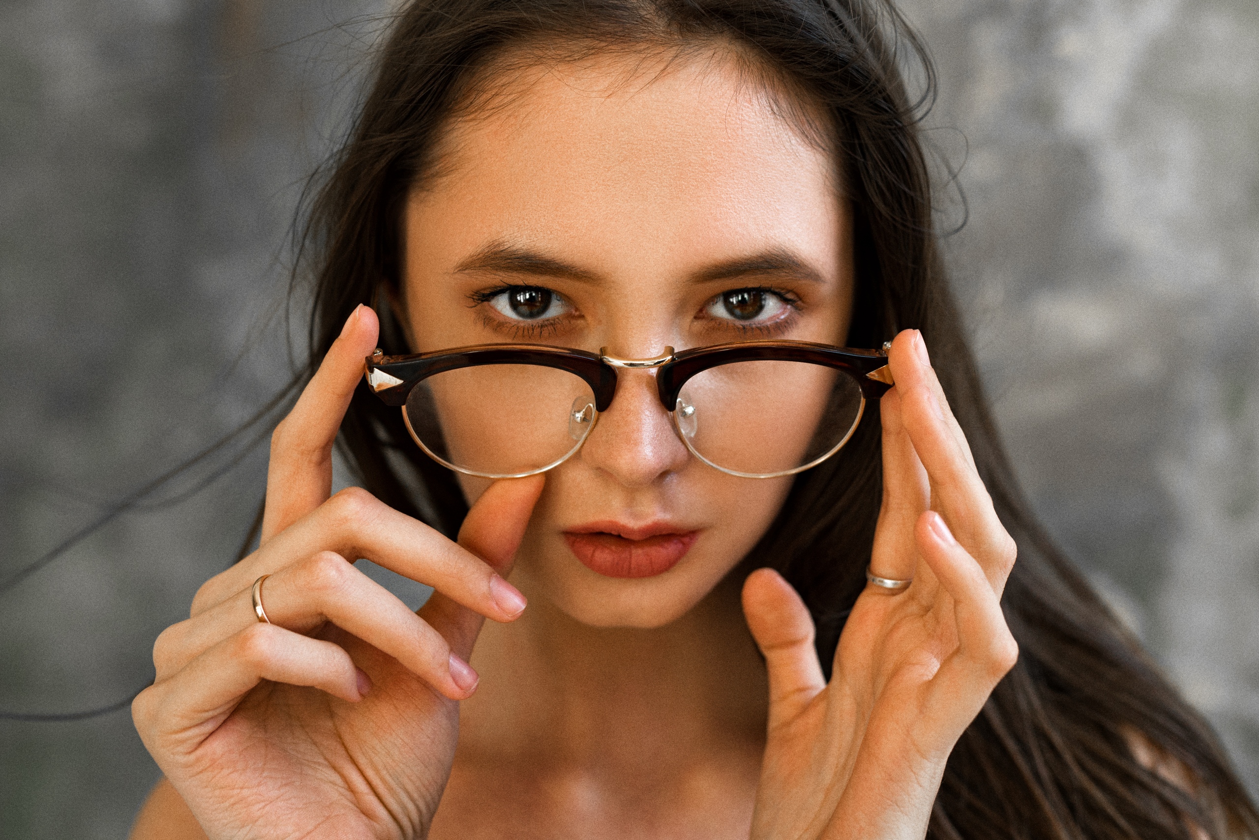Max Pyzhik Women Model Brunette Portrait Indoors Depth Of Field Face Looking At Viewer Hands Women W 2560x1709