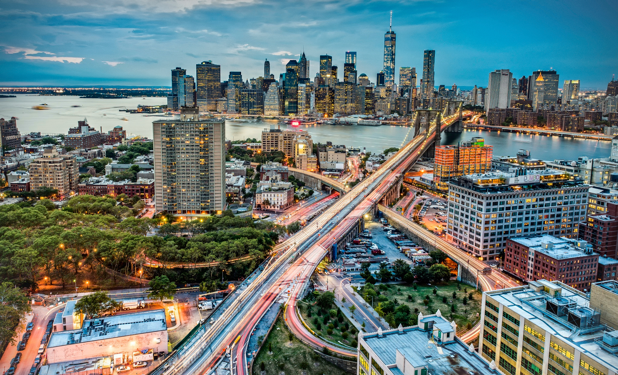 New York Panorama Bridge Building Architecture Cityscape Road Freeway Light Skyscraper 2048x1242