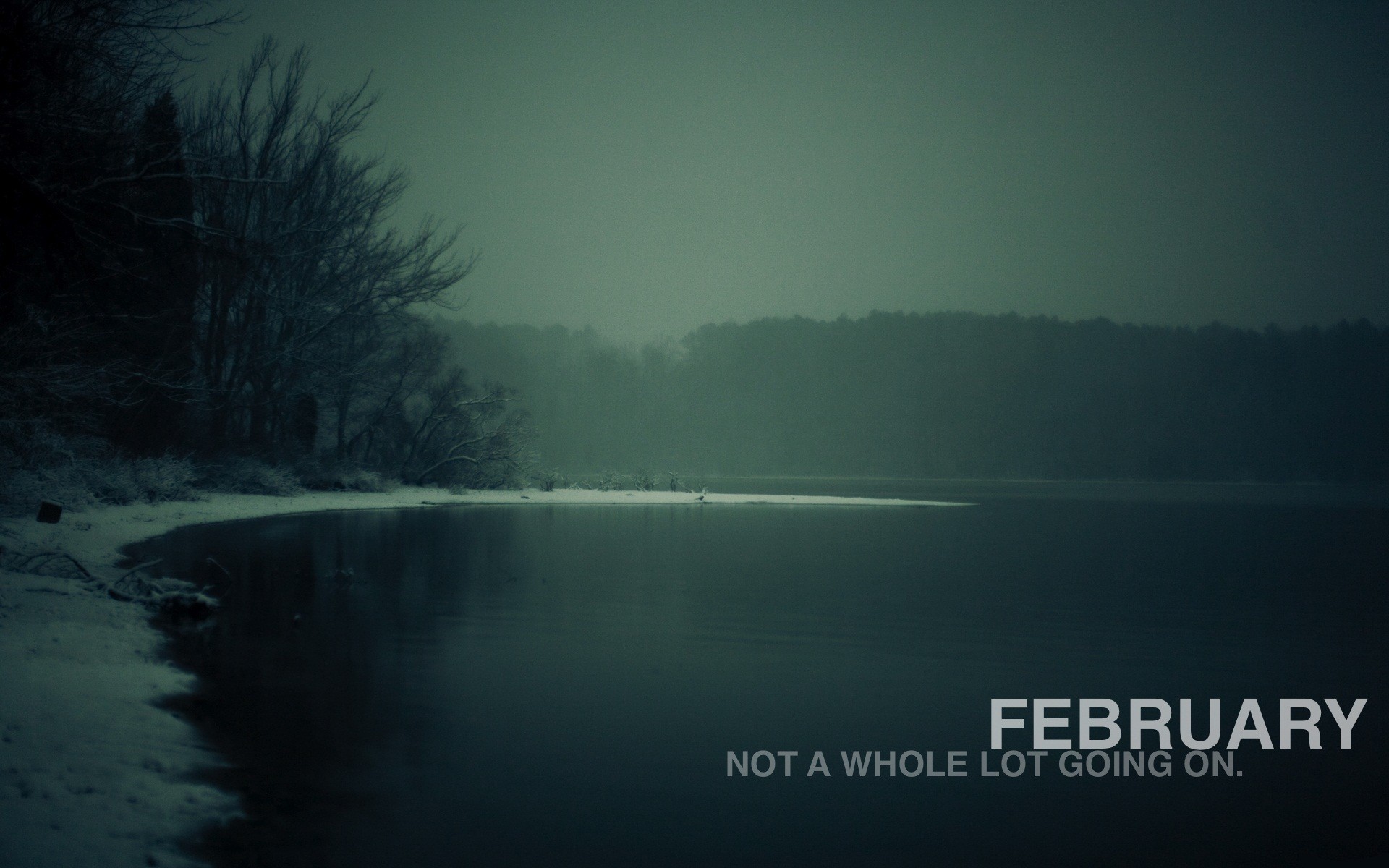 February Month Nature Cold Humor Mist Lake Snow 1920x1200