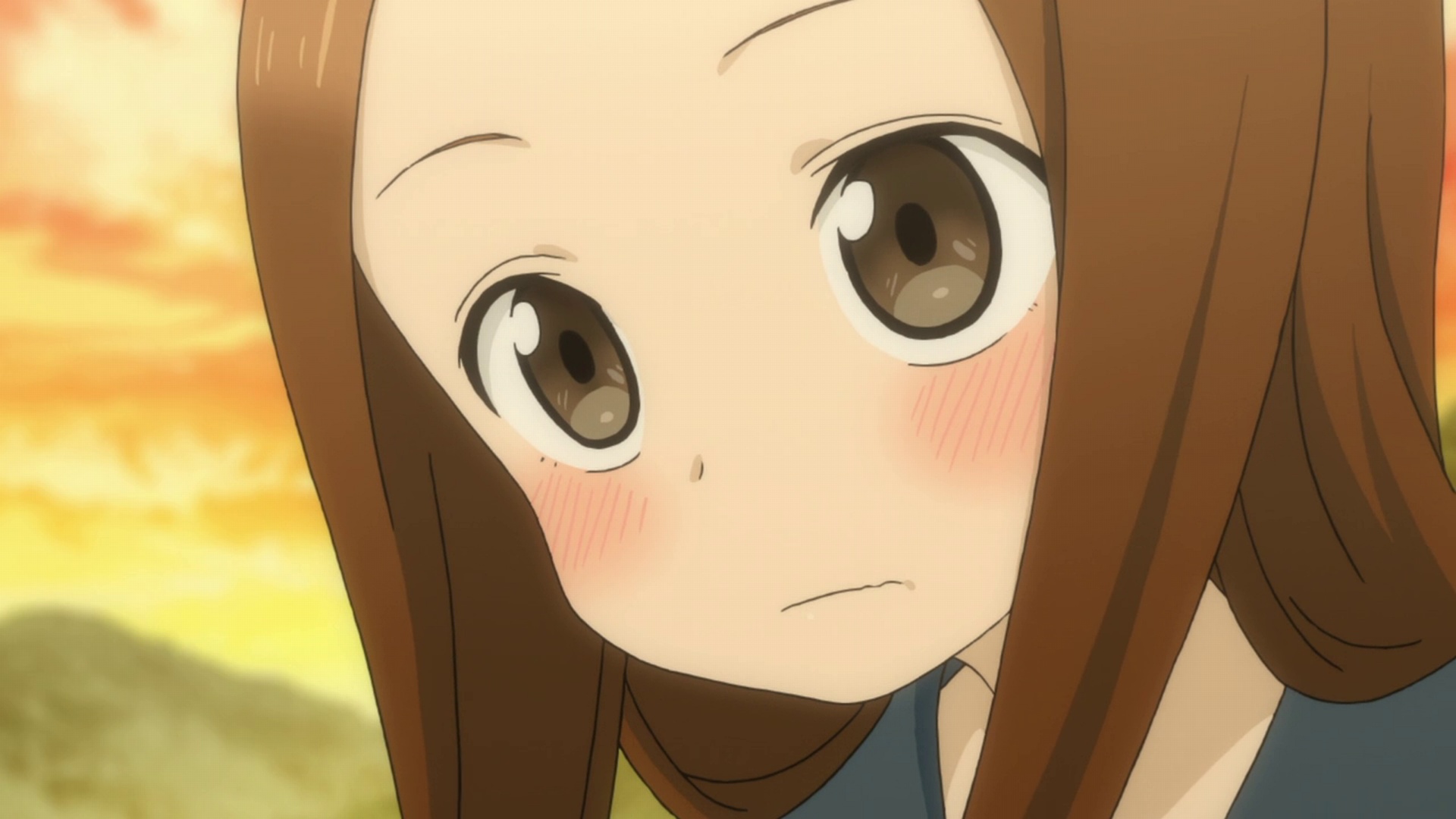 Takagi San Anime Girls Brown Eyes Face Brunette Anime 1920x1080