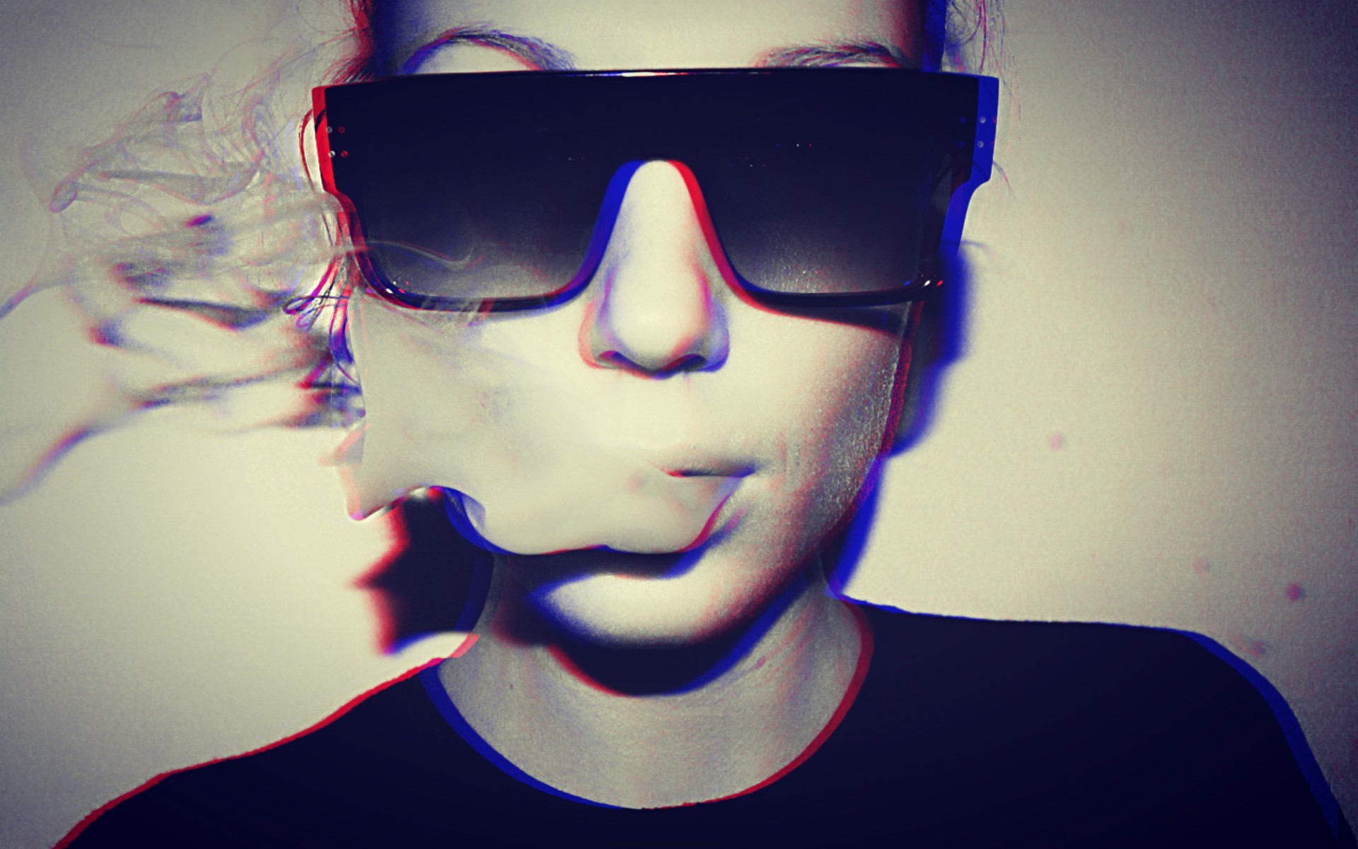 Women Anaglyph 3D Sunglasses Smoking 1920x1200