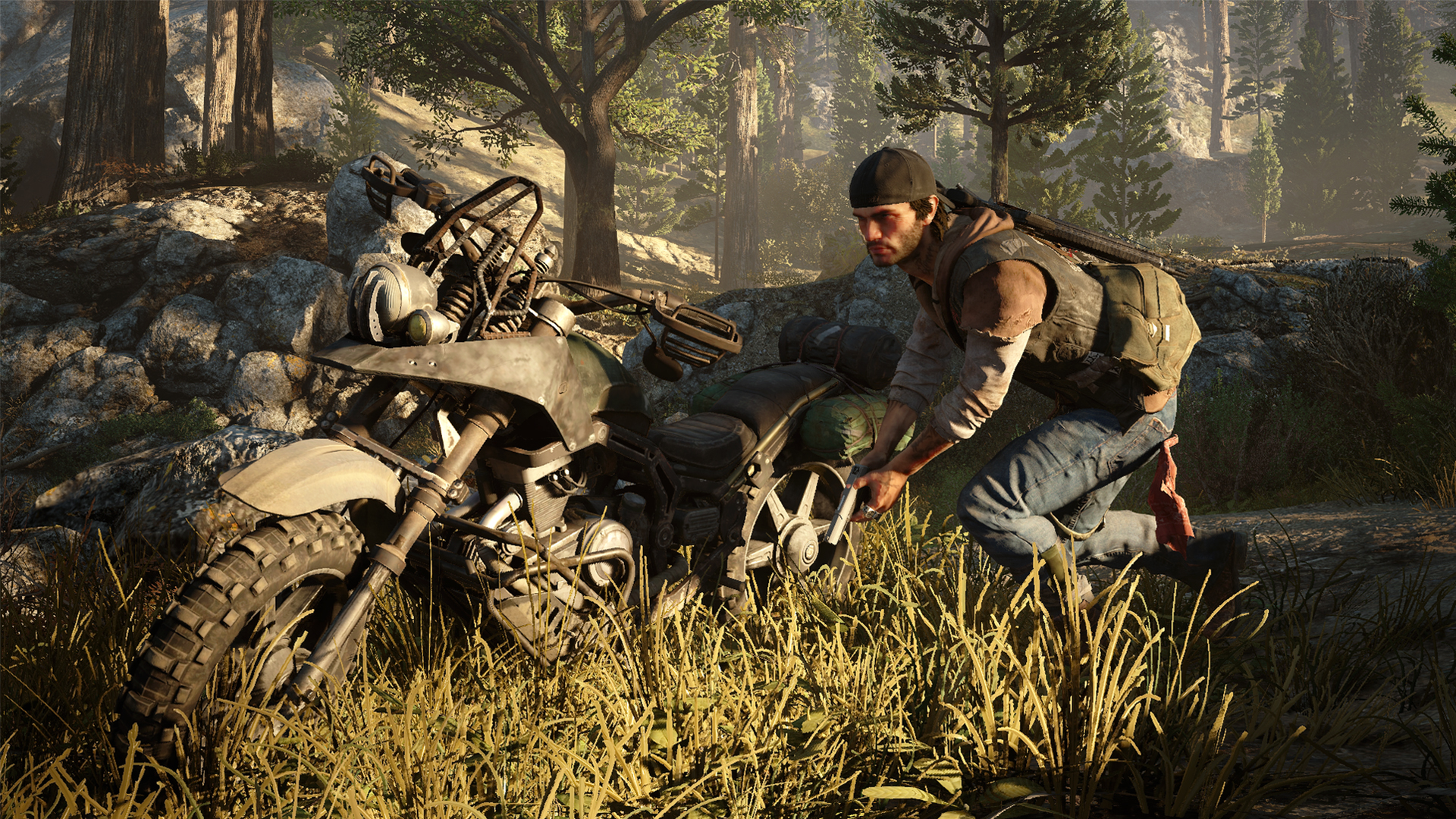 Video Games Days Gone Sony Playstation Game Art Motorcycle Daylight Foliage Hat 1920x1080