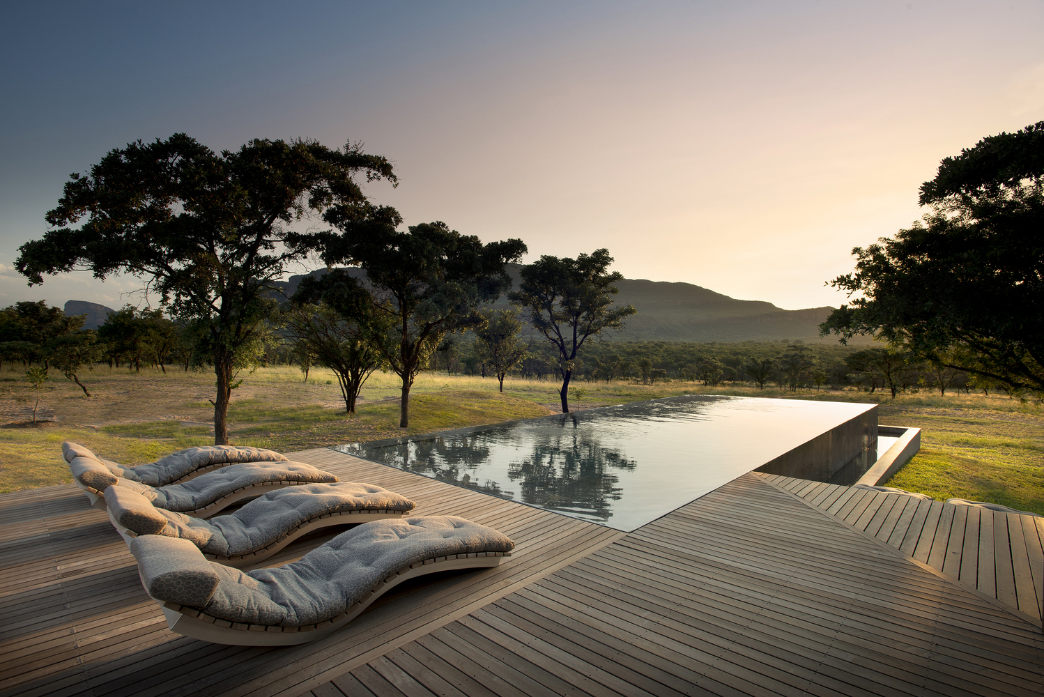 Swimming Pool South Africa Trees Outdoors Mountains Sunset 1498x1000
