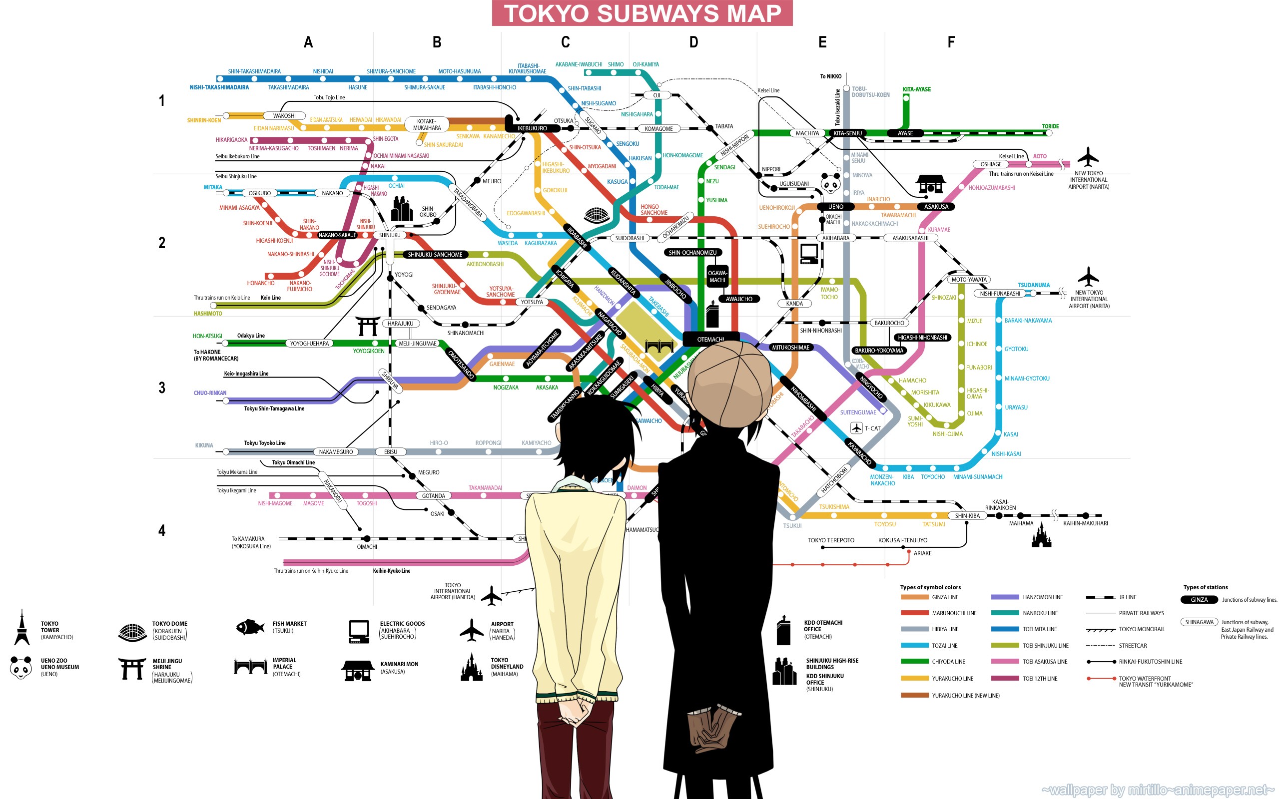 Anime Subway Map Diagrams Tokyo 2560x1600