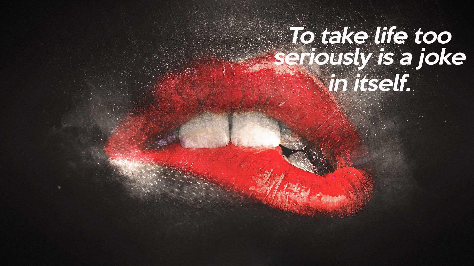 Minimalism Lips Mouths Biting Lip Quote Life Red Lipstick Wisdom Typography Artwork Red 1920x1080