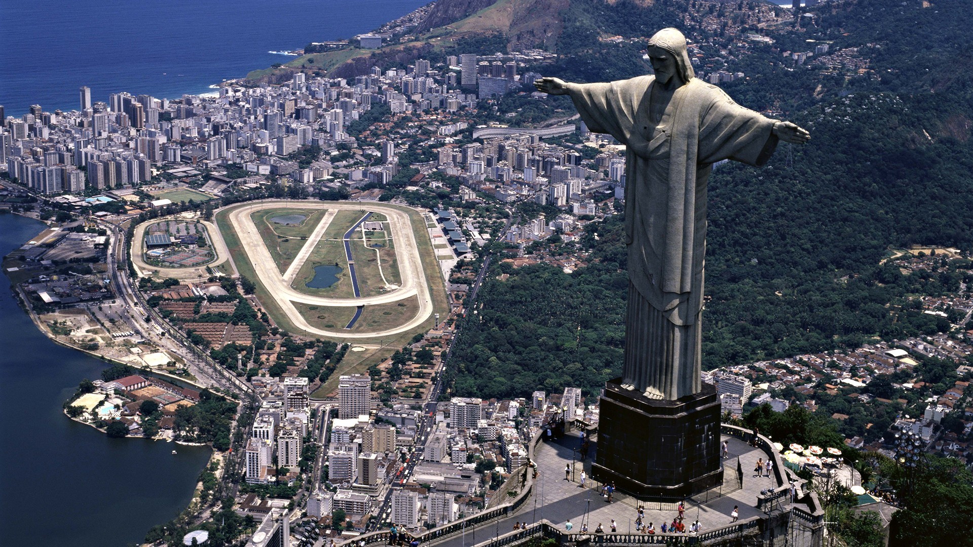 Christ The Redeemer Brazil Rio De Janeiro Cityscape Aerial View 1920x1080