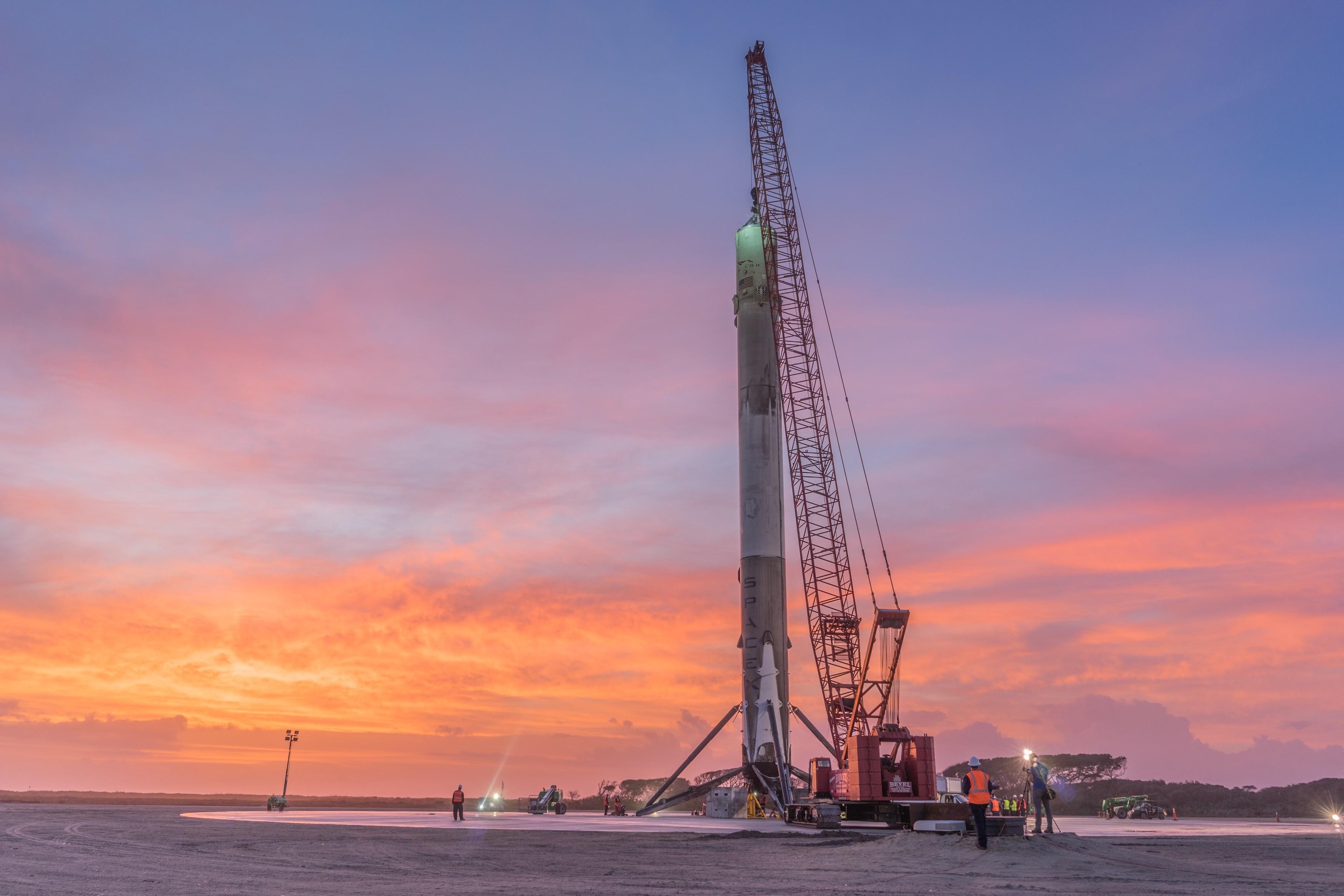 SpaceX Rocket Falcon 9 Sunset Sea Ship 3500x2333