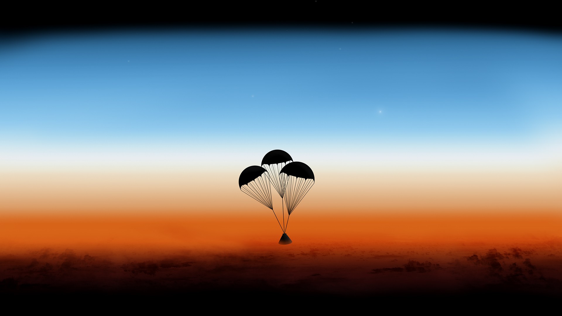 Landscape Apollo Silhouette Parachutes Atmosphere 1920x1080