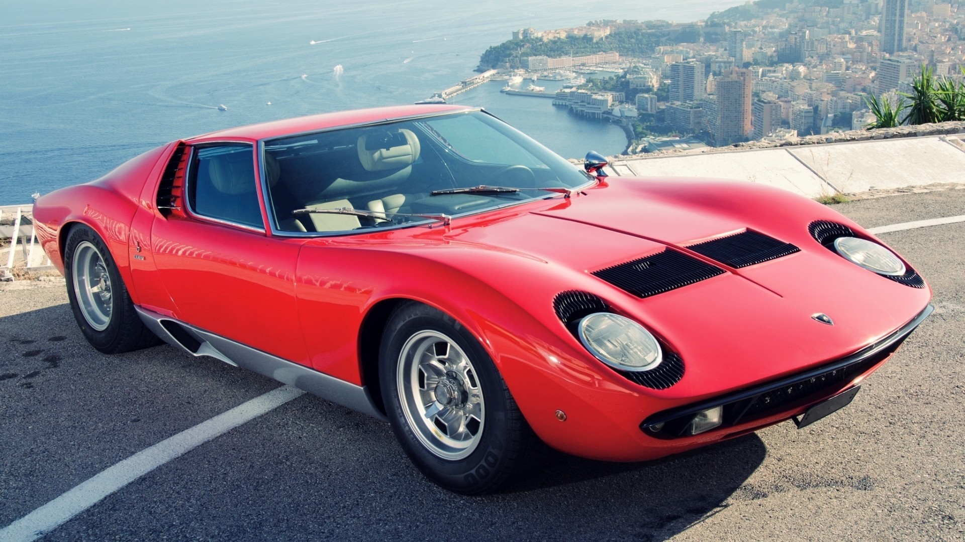 Lamborghini Miura Miura Lamborghini Pop Up Headlights Red Cars 1920x1080