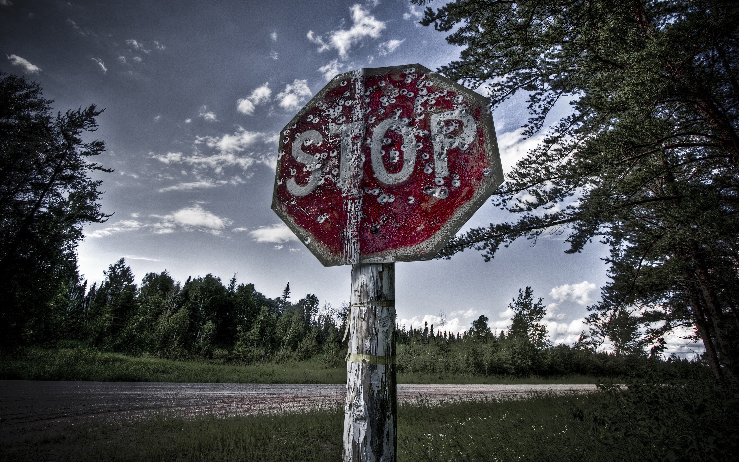 HDR Stop Sign Outdoors Road 2560x1600