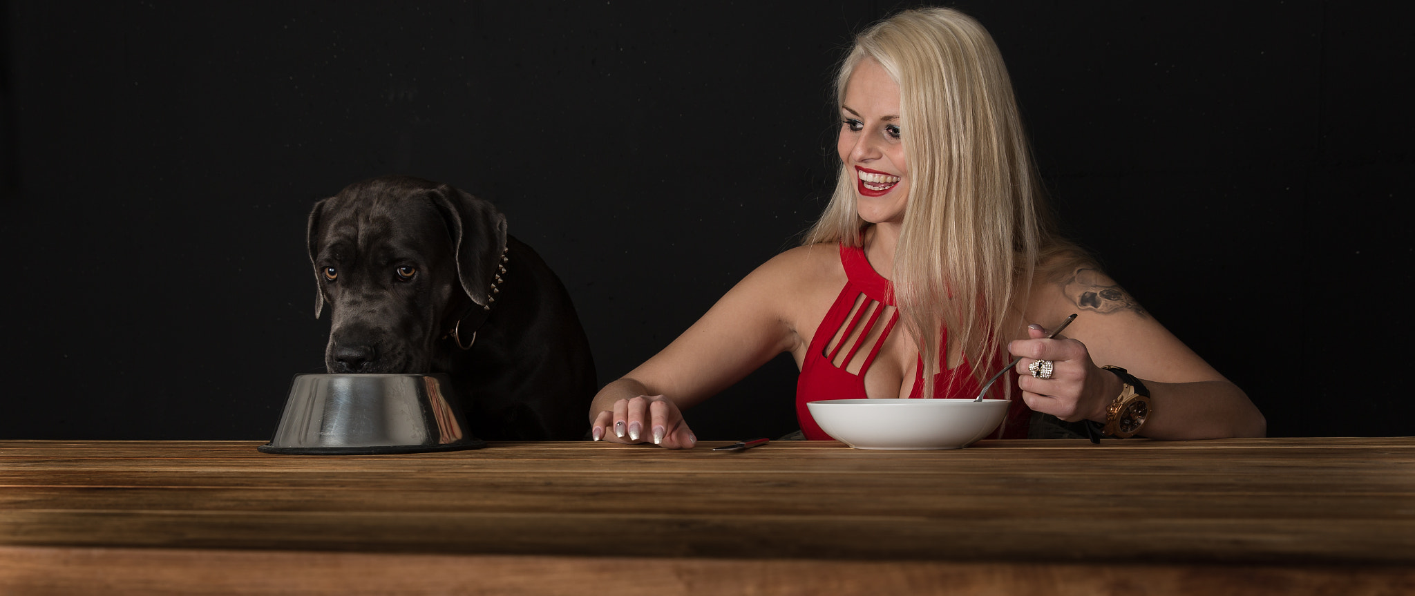 Women Food Blonde Dog Animals Model 500px Sacha Ruede Women With Dogs 2048x863