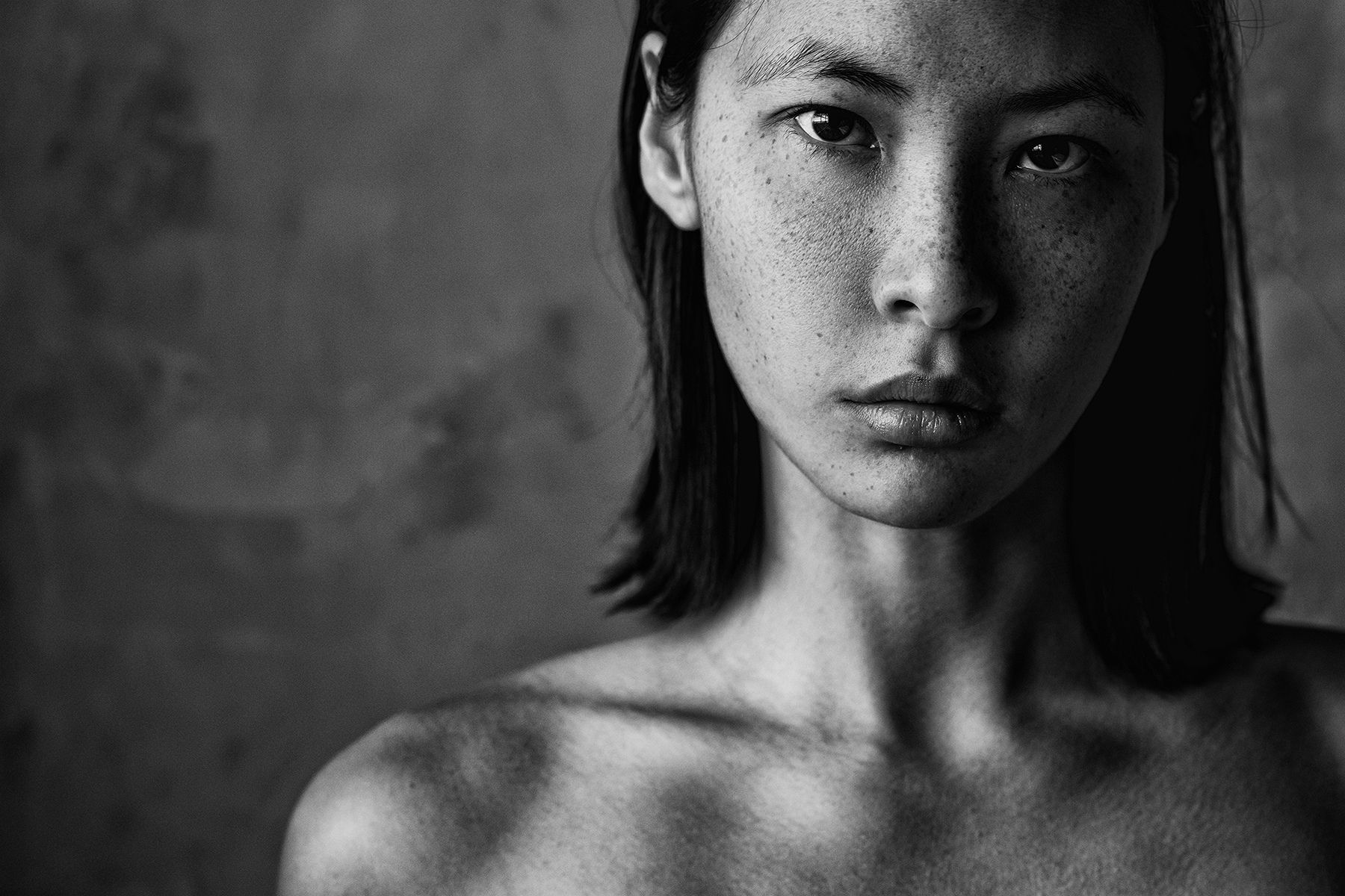 Aleksey Trifonov Monochrome Women Model Asian Portrait 1800x1200